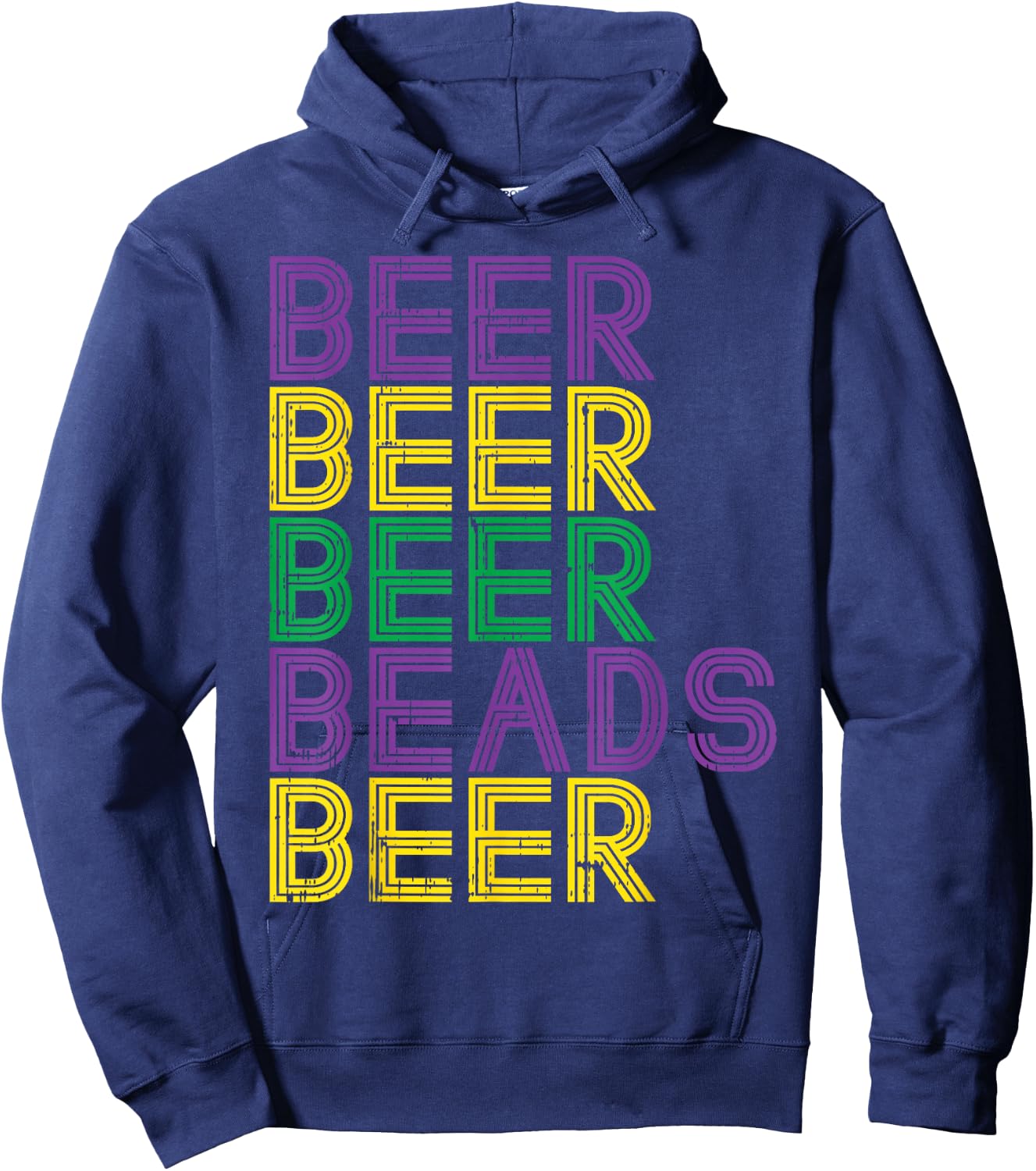 Retro Beer Beads Funny Mardi Gras Party Carnival Men Women Hoodie - Hoodie | Navy