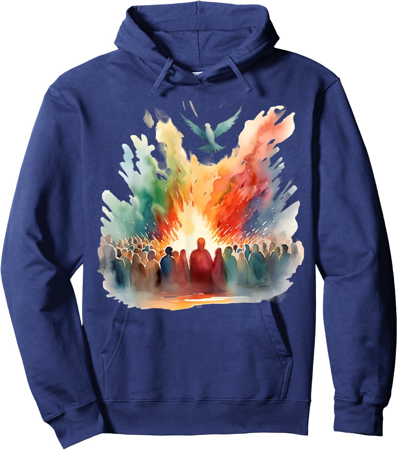 Pentecost Doves Tongues Fire Flame Holy Spirit Catholic Hoodie - Hoodie | Navy