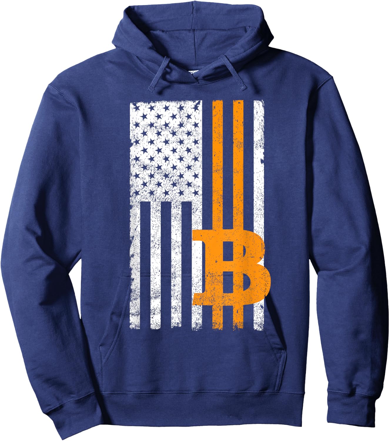 Vintage Bitcoin BTC USA Flag Crypto Currency Traders Bitcoin Men Hoodie - Hoodie | Navy