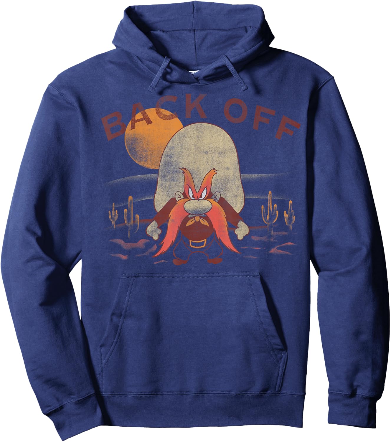 Looney Tunes Yosemite Sam Back Off Desert Portrait Hoodie - Hoodie | Navy