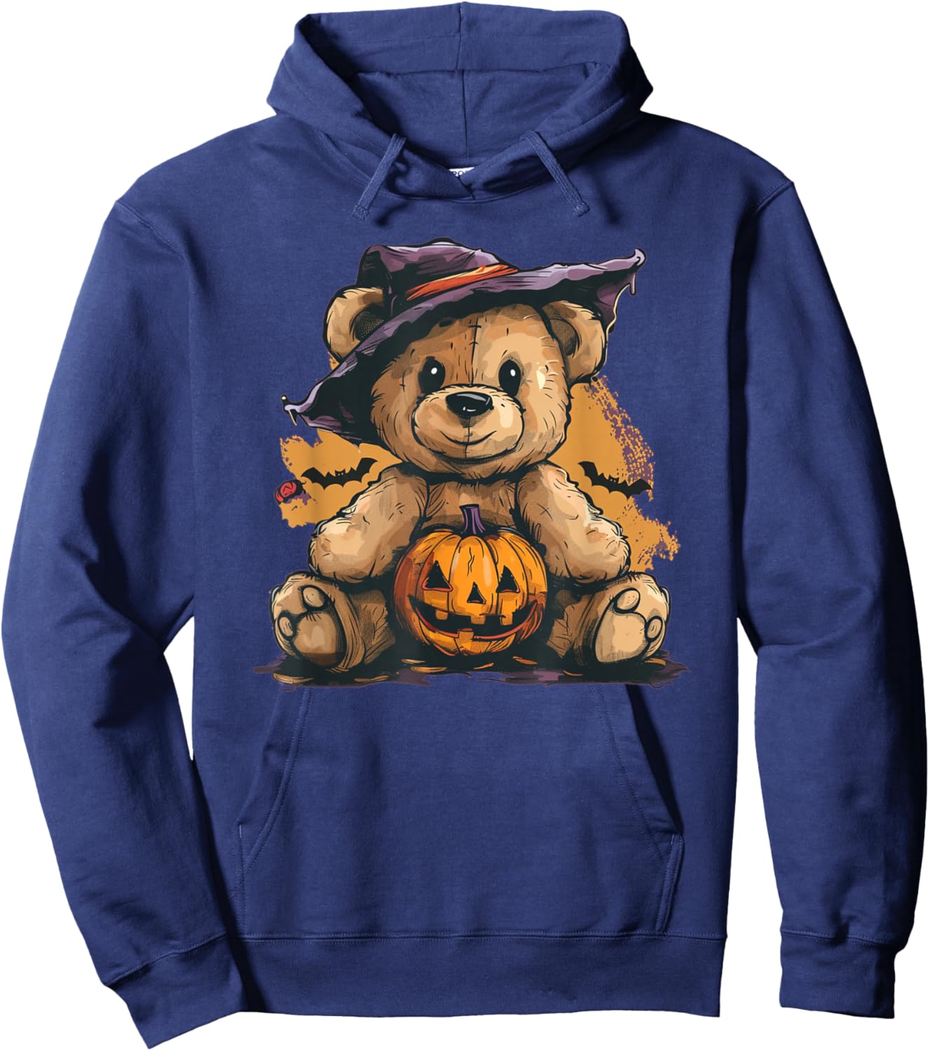 Cool Pumpkin and Teddy Bear for Halloween Hoodie - Hoodie | Navy