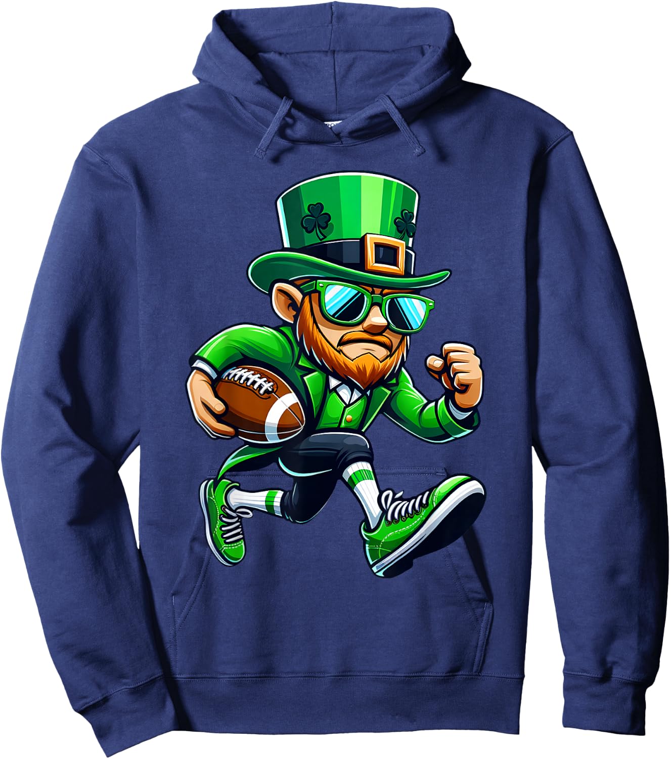 Leprechaun Playing Football St Patricks Day Sport Boys Hoodie - Hoodie | Navy