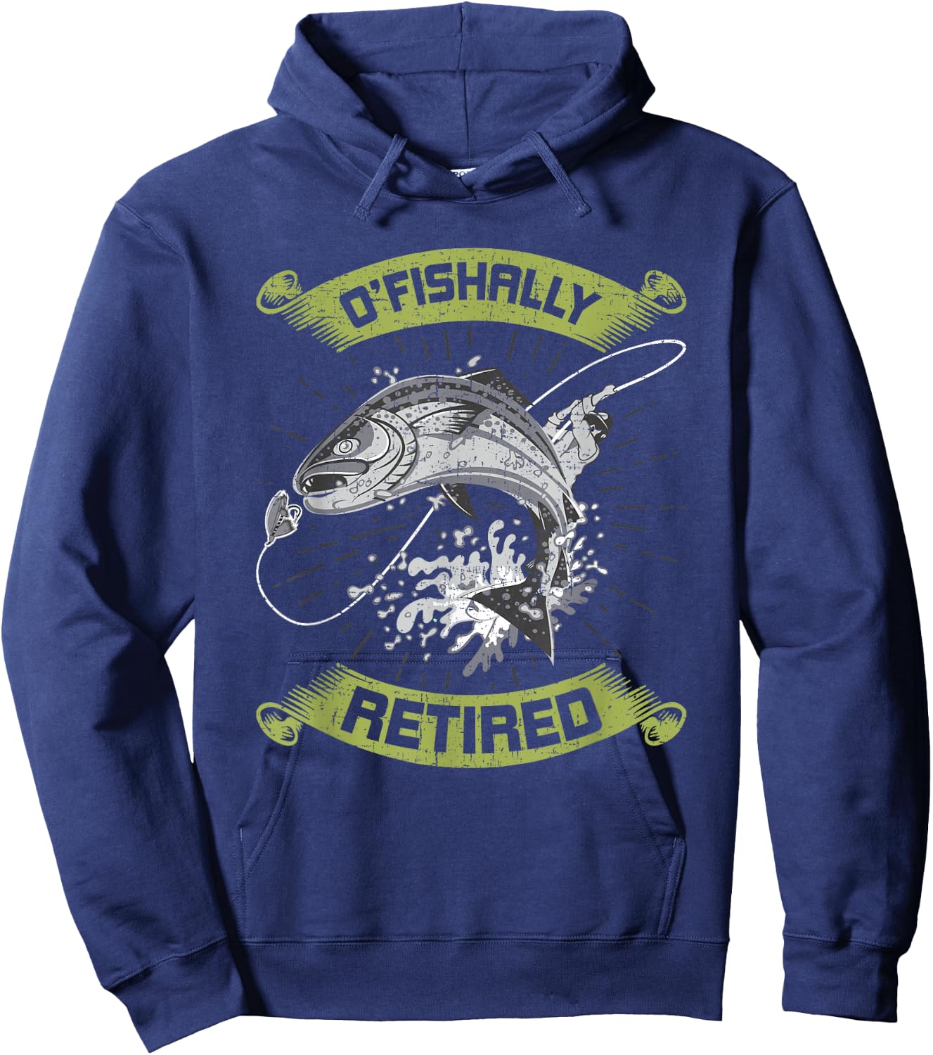 O-Fish-Ally Retired Retirement Fly Fishing Hoodie - Hoodie | Navy