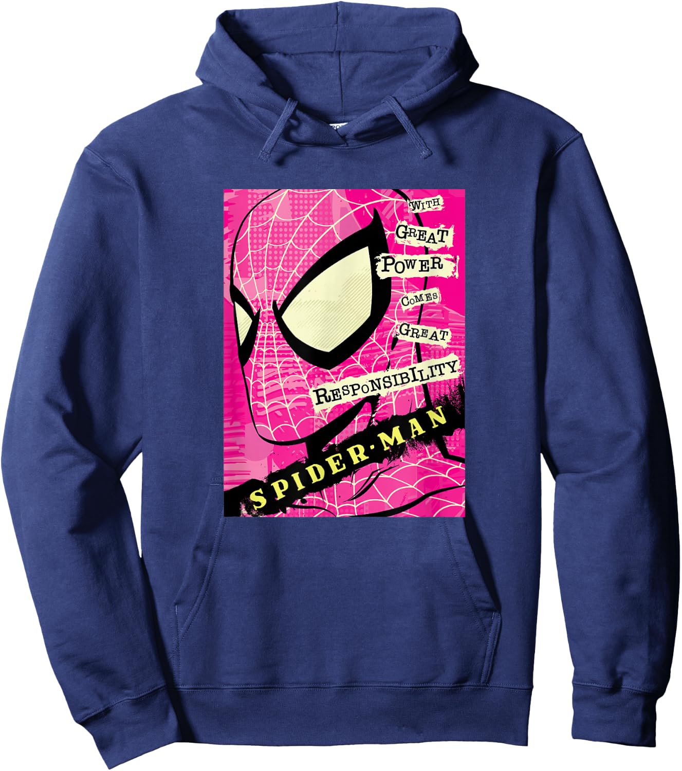 Marvel Spider-Man Great Power Great Responsibility Poster Hoodie - Hoodie | Navy