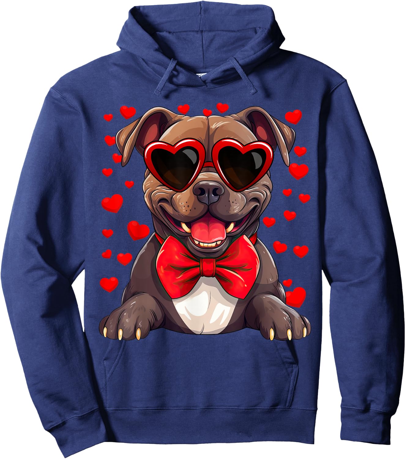 American Bully Heart Sunglasses Bow Tie Valentine's Day Hoodie - Hoodie | Navy