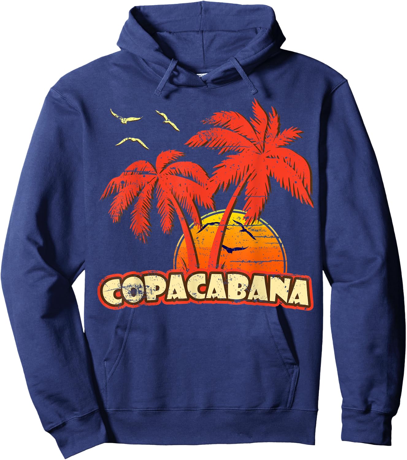 Copacabana Summer Palm Trees 80s Beach Sunset Men Women Kids Hoodie - Hoodie | Navy