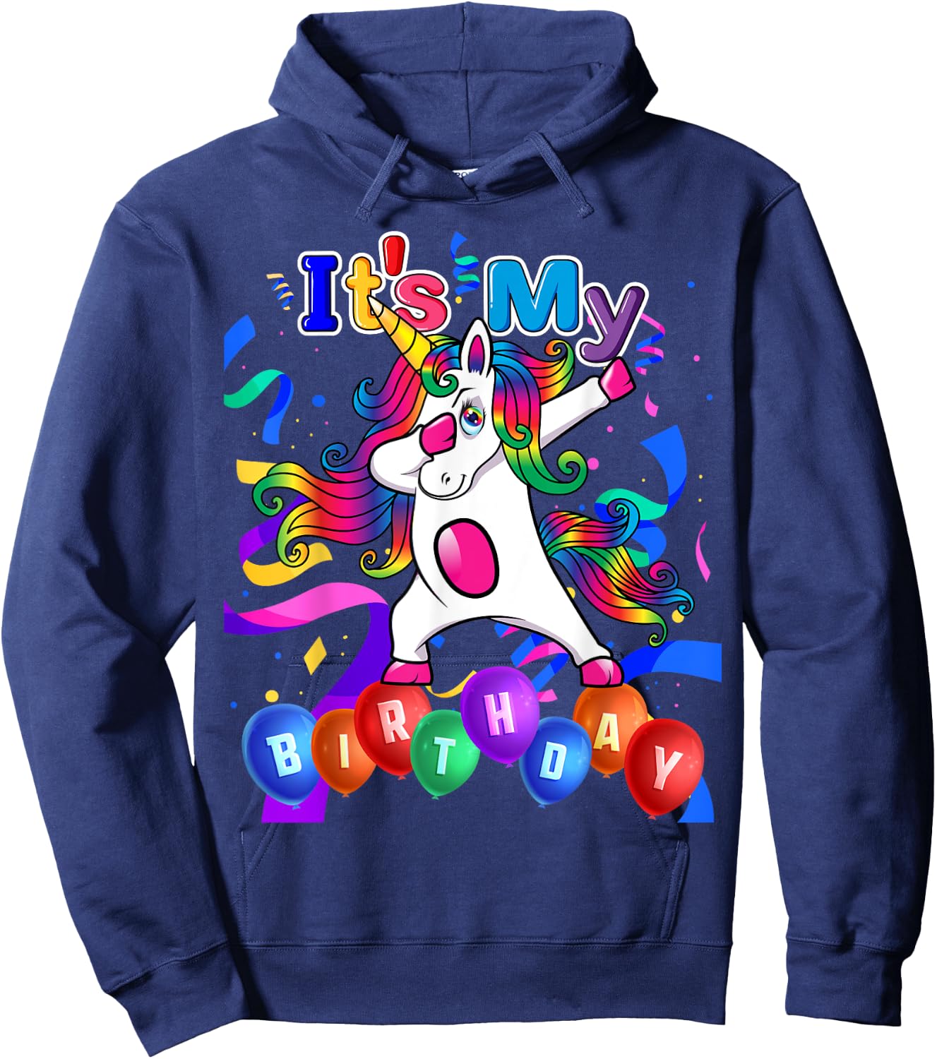 Kids Adult Its My Birthday Girl Dabbing Unicorn Party Outfit Hoodie - Hoodie | Navy
