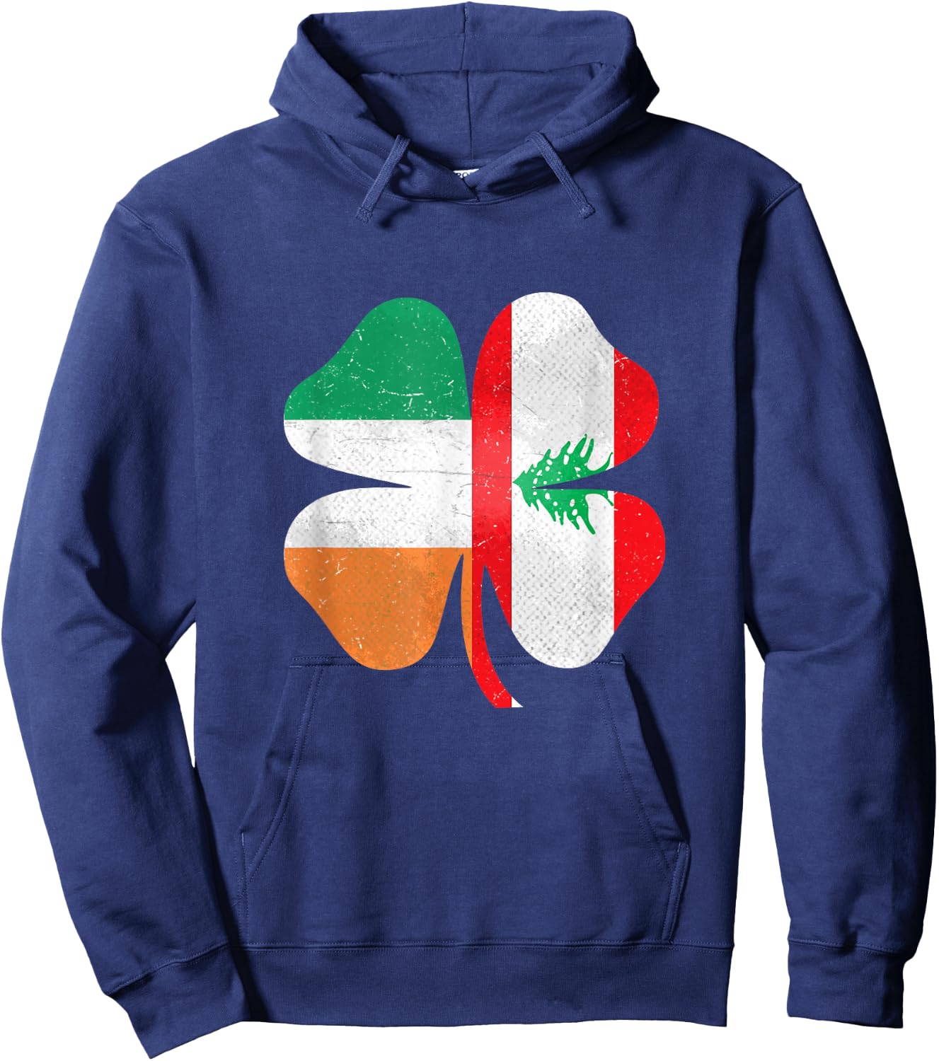 Lebanese Irish Shamrock Lebanon Ireland St. Patrick's Day Hoodie - Hoodie | Navy