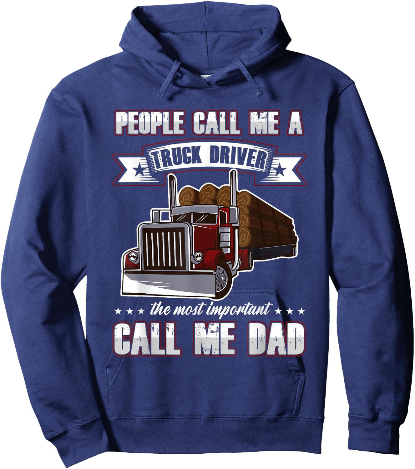 Proud Trucker Dad Truck Driver Gifts for Father's Day Hoodie - Hoodie | Navy
