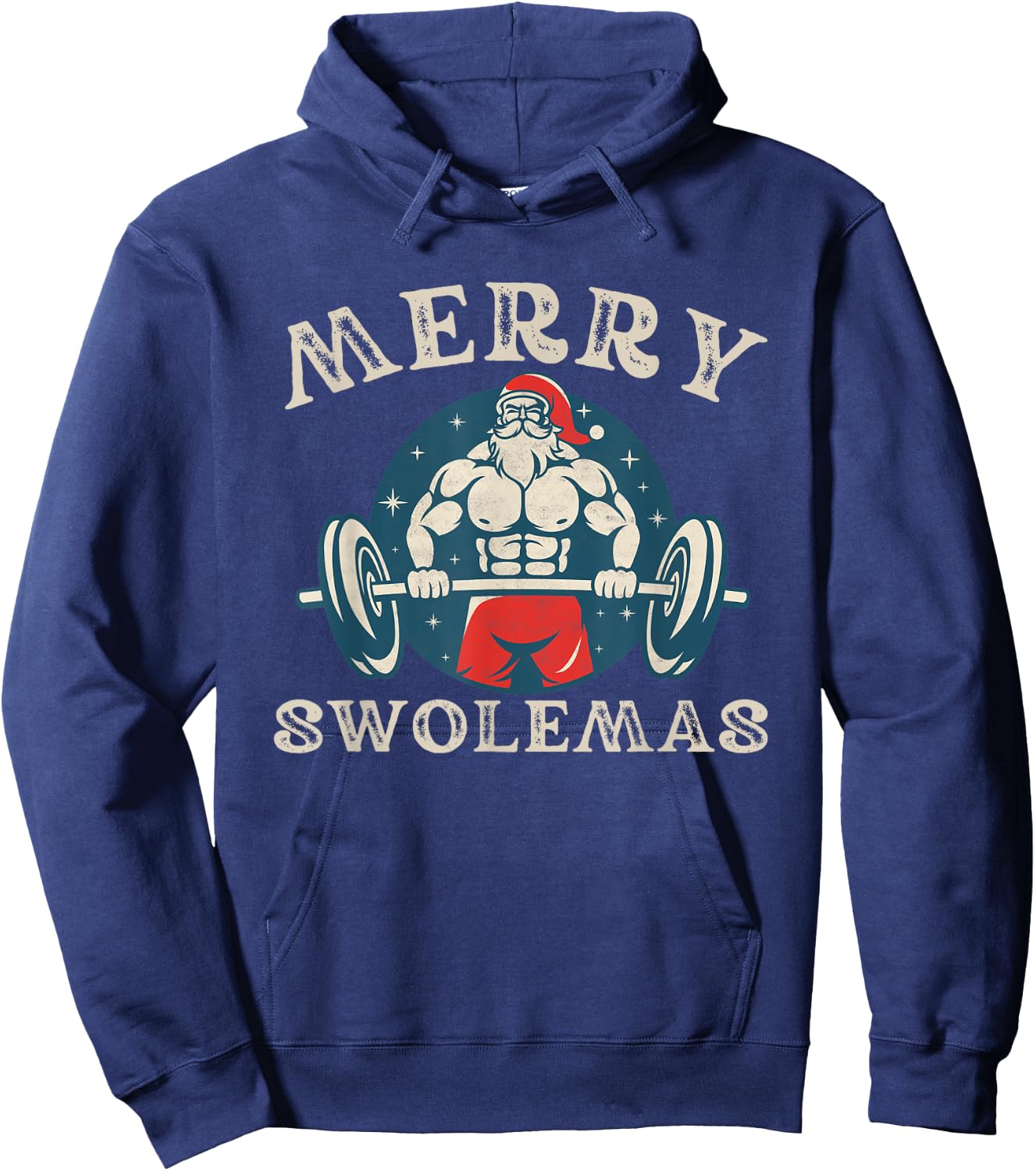Merry Swolemas Funny bodybuilding Santa Christmas workout Hoodie - Hoodie | Navy