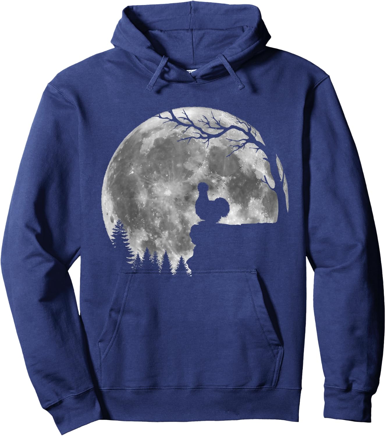 Silkie Chicken Moon Silhouette Funny Lazy Halloween Costume Hoodie - Hoodie | Navy