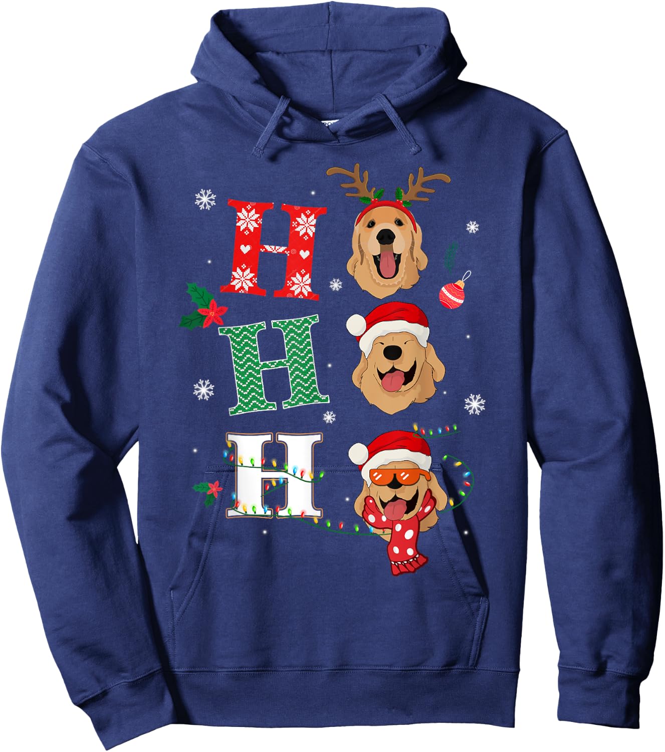 Ho Ho Ho Retrievers Golden Xmas Outfit Christmas Costume Hoodie - Hoodie | Navy