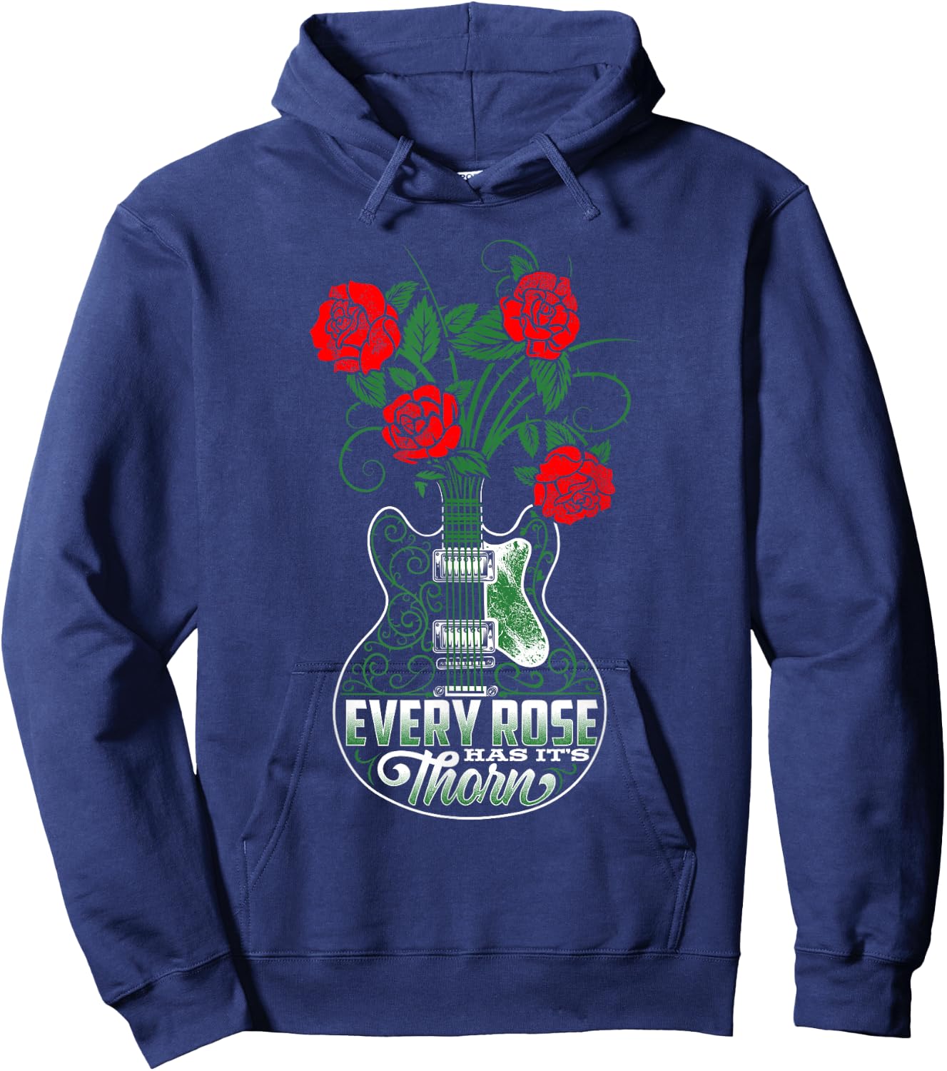 Every Rose Has It's Thorn Guitarist Roses and Guitar Hoodie - Hoodie | Navy