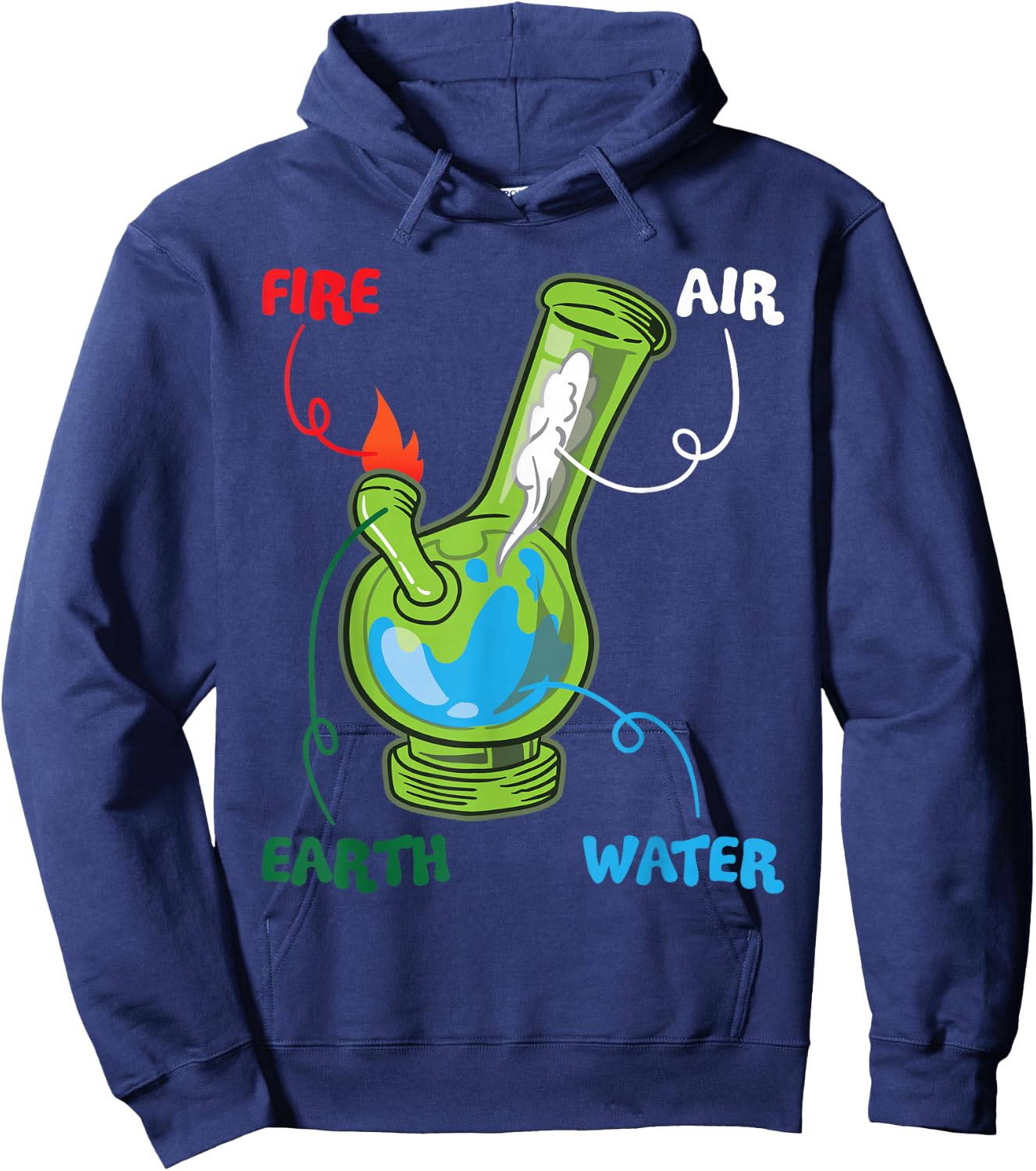 Bong Elements Fire Water Air Earth Cannabis Anatomy Fun Hoodie - Hoodie | Navy