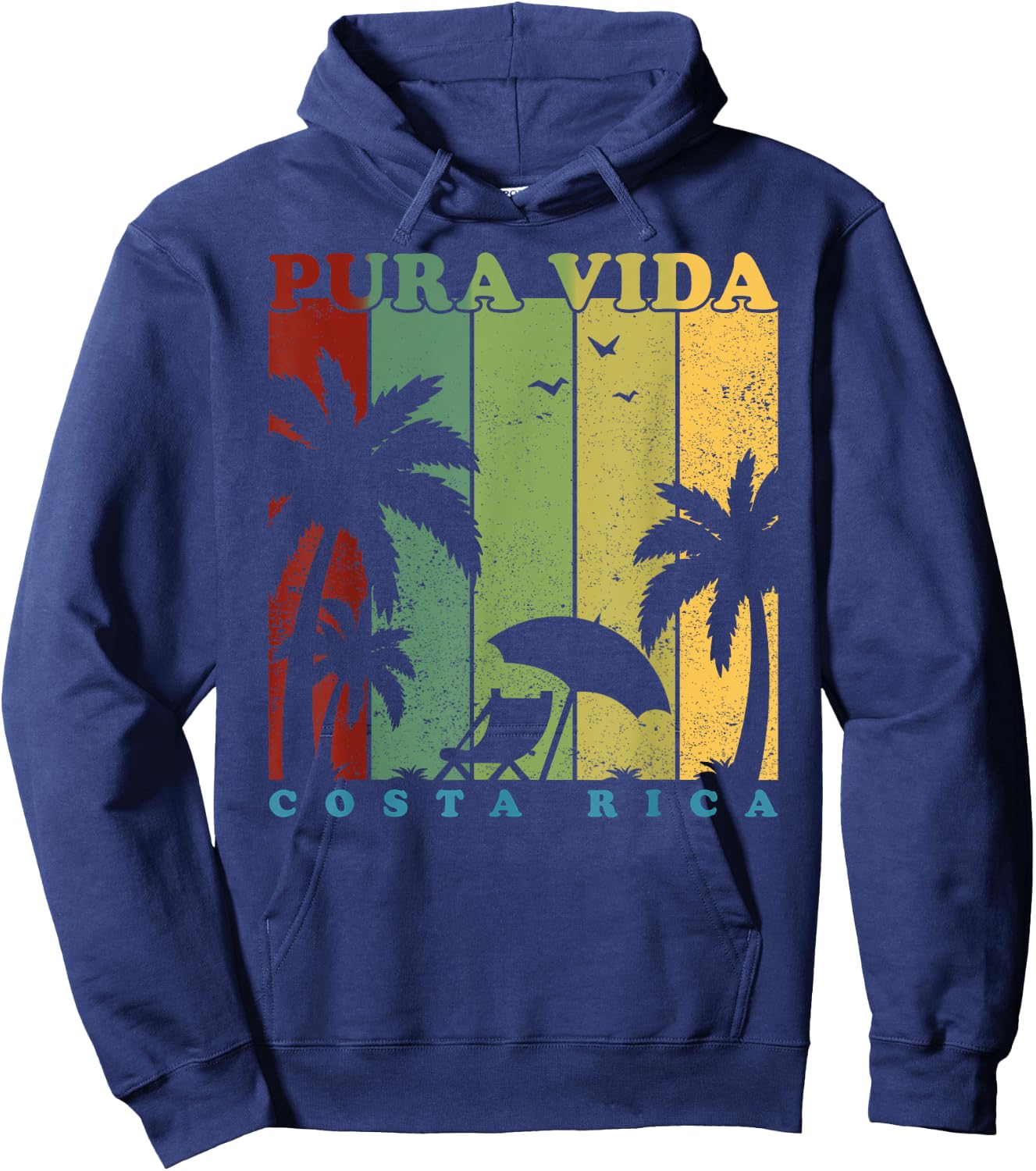 Vintage Retro Summer Vacation Costa Rica Pura Vida Beach Men Women Girls Kids Hoodie - Hoodie | Navy