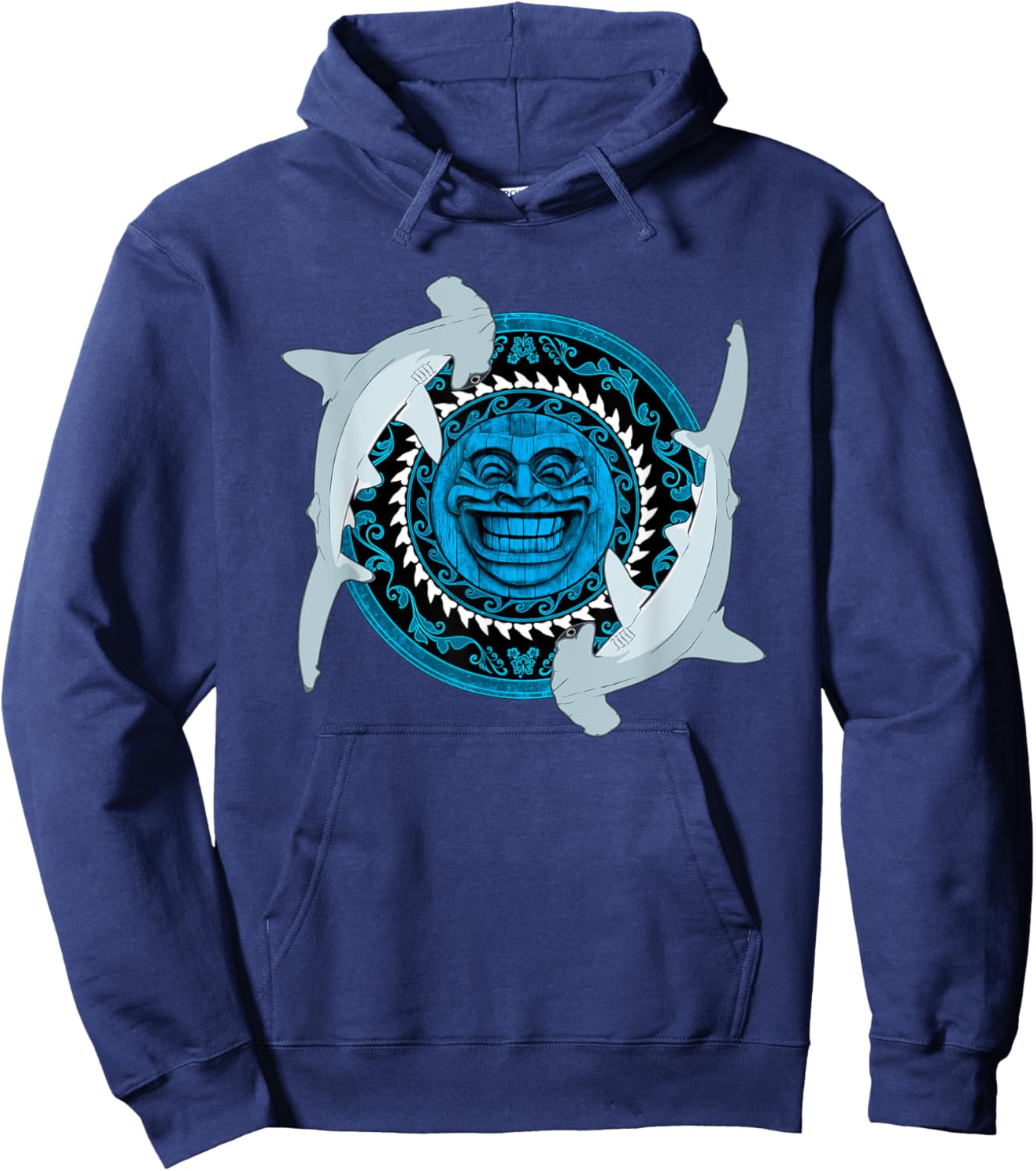 Hammerhead shark Tiki Totem Hoodie - Hoodie | Navy