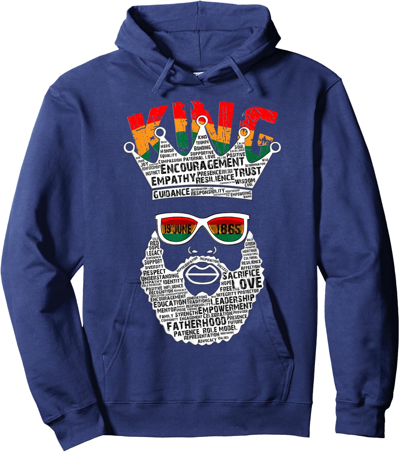 Black King Father's Day Juneteenth History 19th June 1865 Hoodie - Hoodie | Navy
