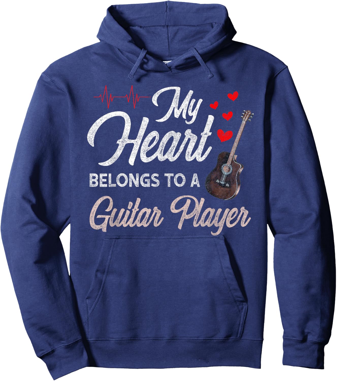 I Love My Guitar Player Husband Wife Gifts Valentines Hoodie - Hoodie | Navy