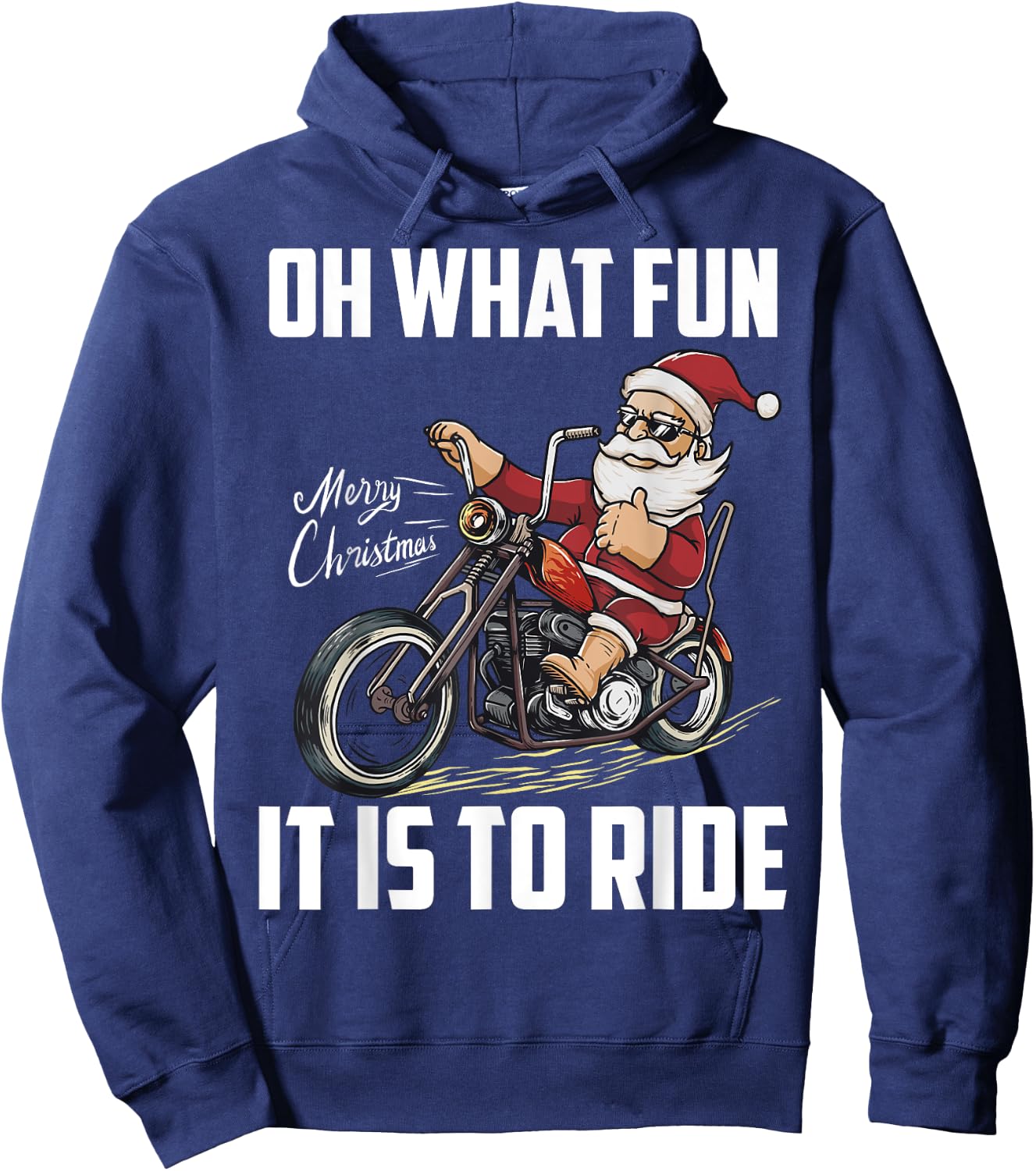 Santa Claus Driving Motorcycle Biker Christmas Motorcyclist Hoodie - Hoodie | Navy