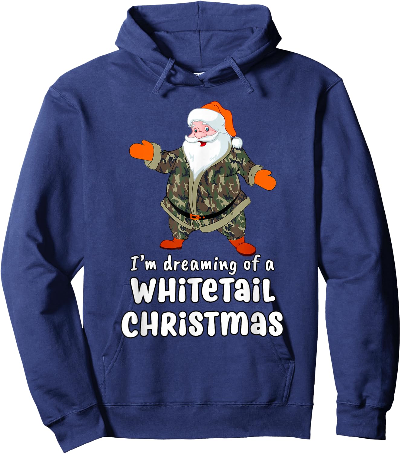 Deer Hunting Whitetail Christmas Camo Santa Hoodie - Hoodie | Navy