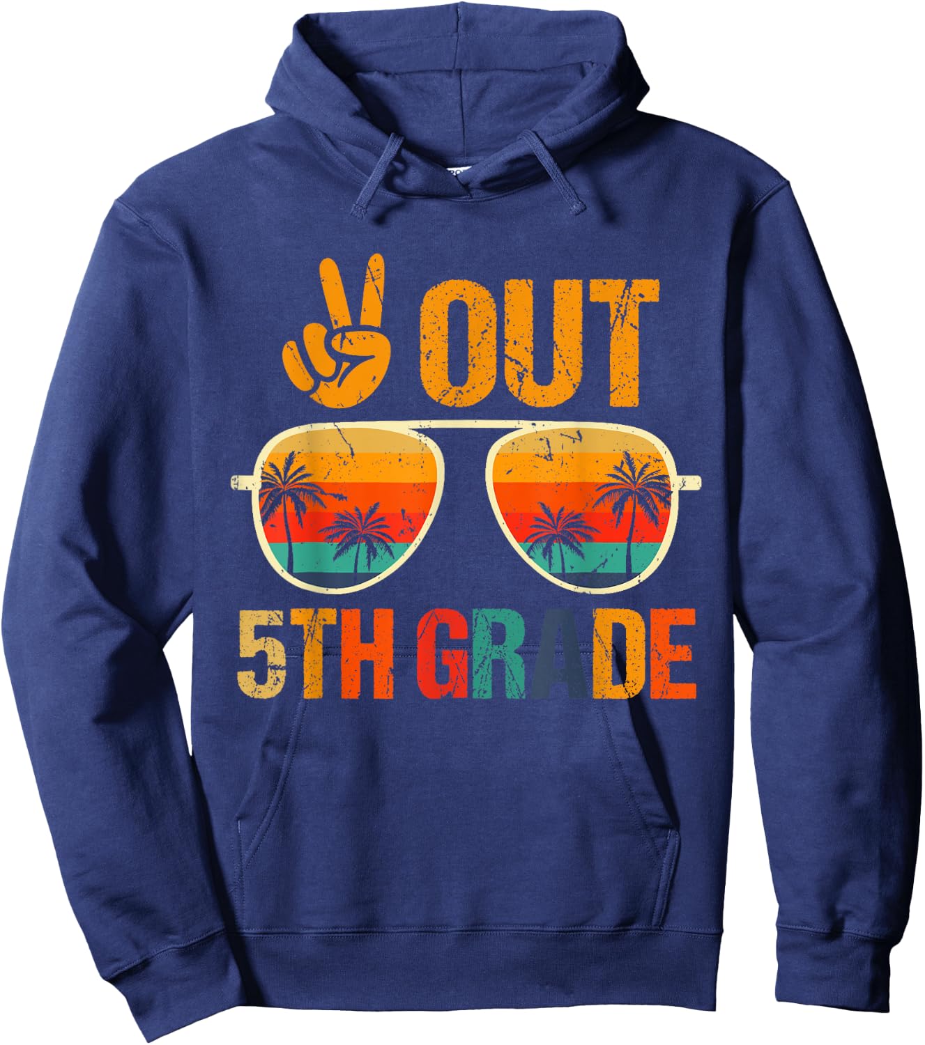 Retro Peace Out 5th Grade Groovy Happy Last Day Of School Hoodie - Hoodie | Navy
