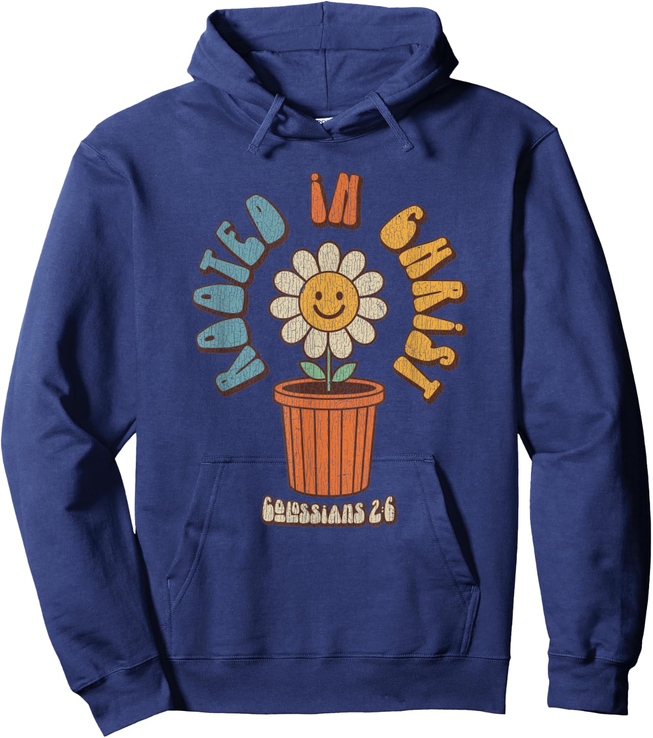 Vintage Retro Christian Rooted In Christ Col 2:6 Bible Verse Hoodie - Hoodie | Navy
