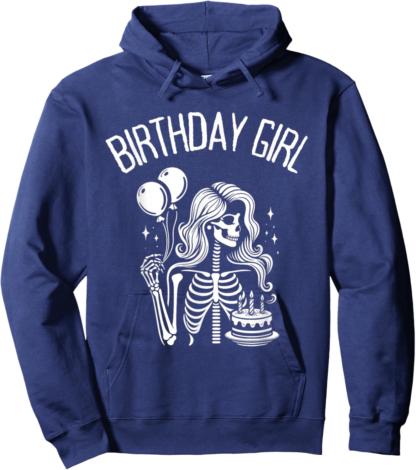 Birthday Girl Cute Gothic Skeleton Women Hoodie - Hoodie | Navy