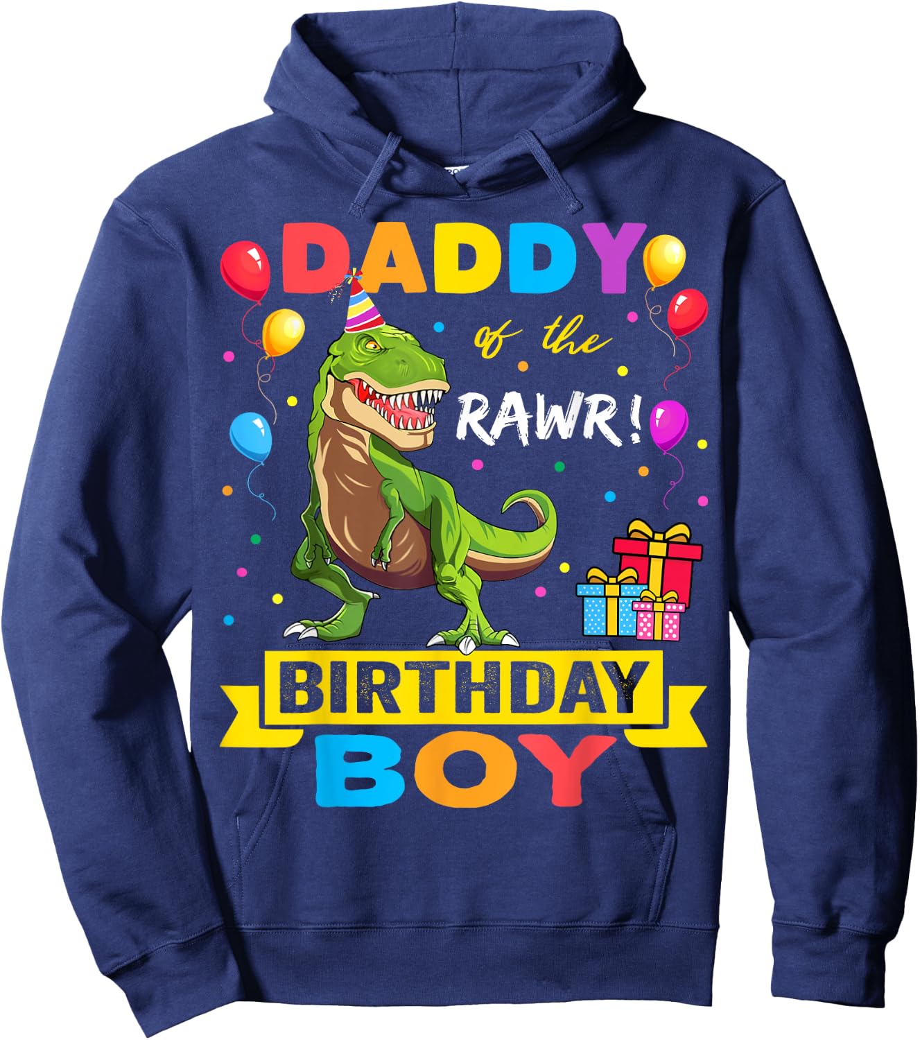 Daddy Dinosaur Shirt Funny Cute Birthday Boy Family Apparel Hoodie - Hoodie | Navy