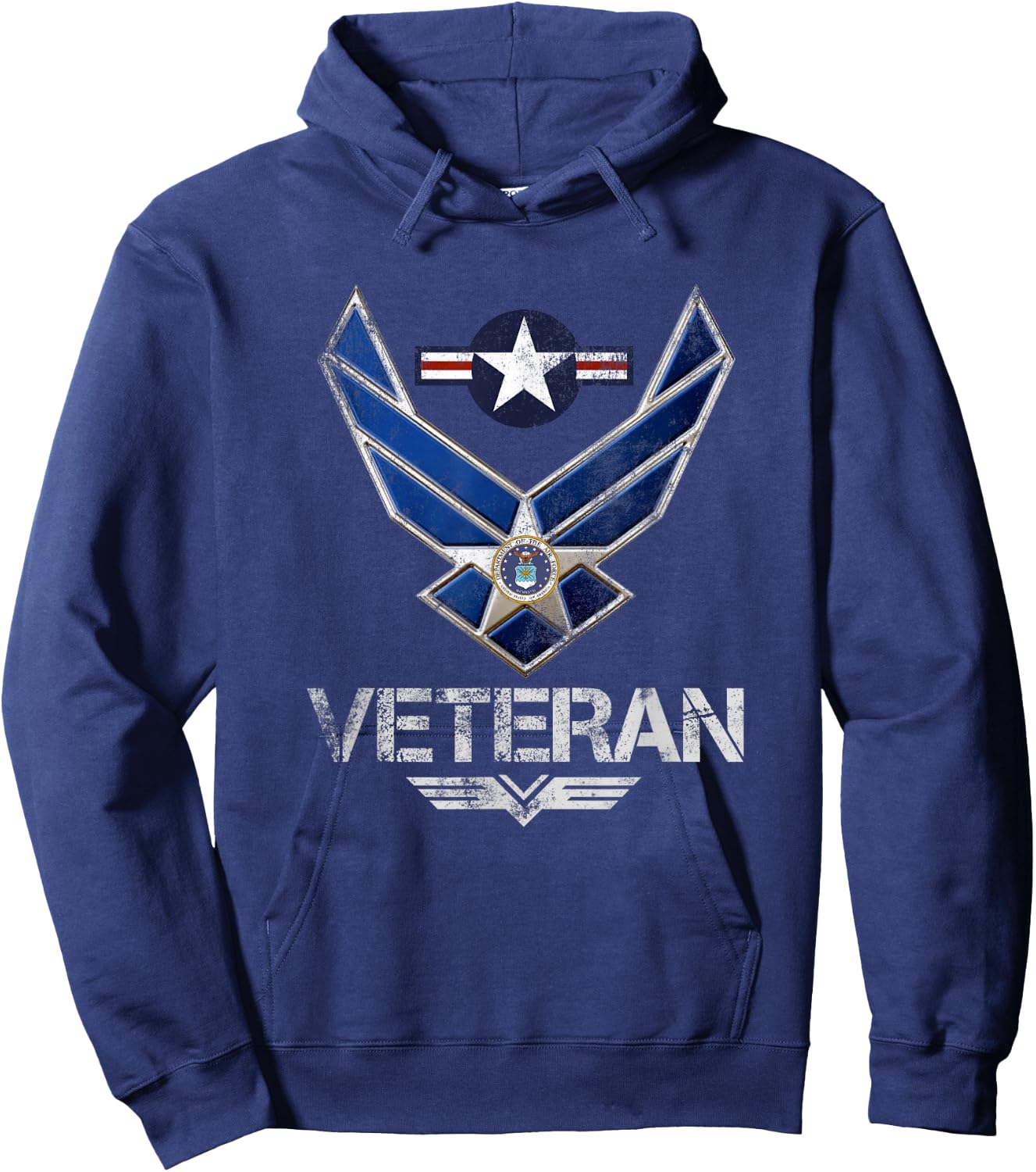 U.S Air Force Veteran USAF Flag Vintage Veterans Day Gift Hoodie - Hoodie | Navy