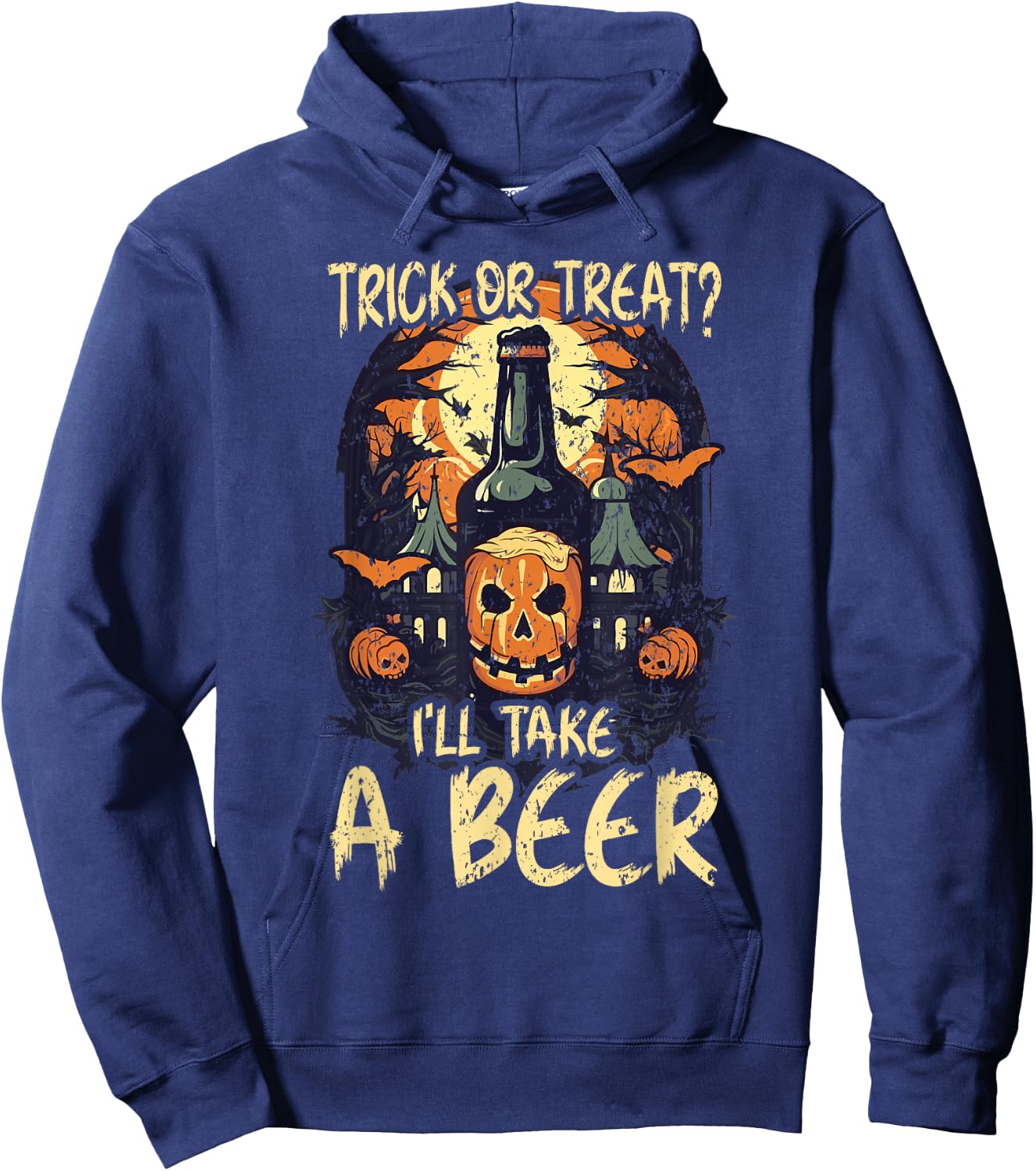Halloween Beer Drinker Trick Or Treat Spooky Alcoholic Hoodie - Hoodie | Navy