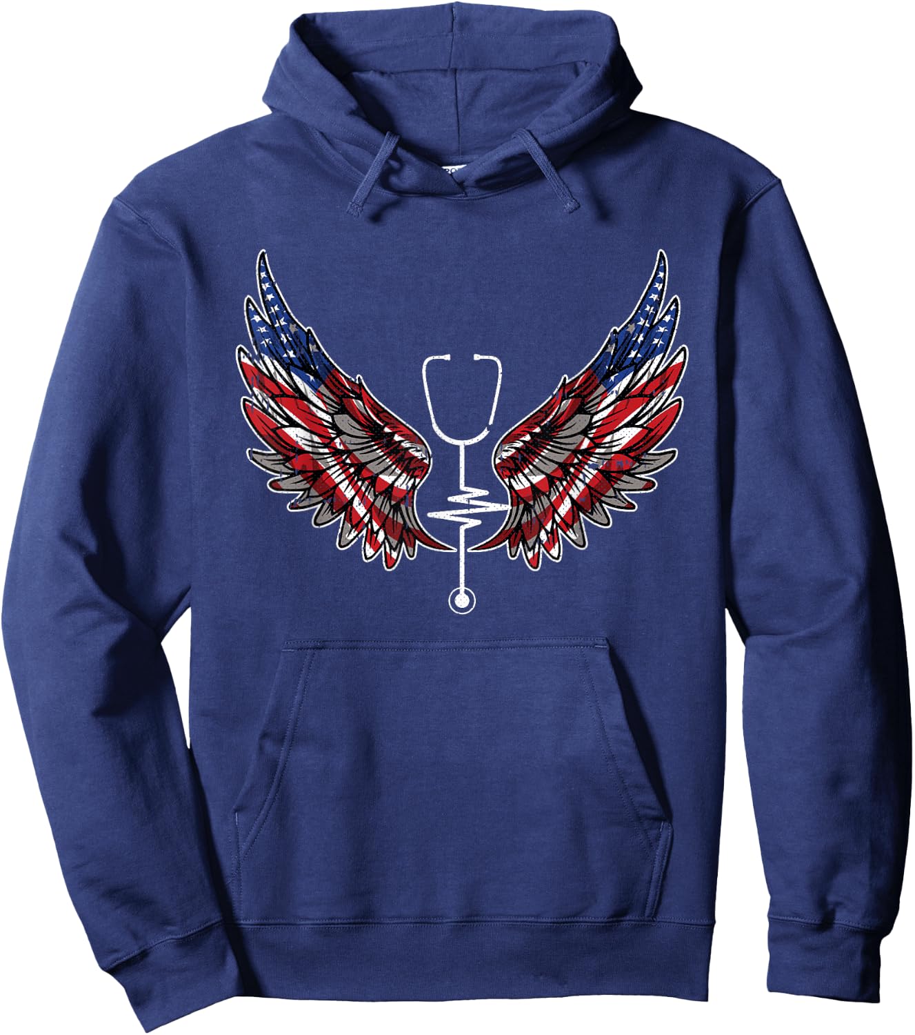 Nurse American Flag 4th Of July Wings Patriotic RN Nursing Hoodie - Hoodie | Navy