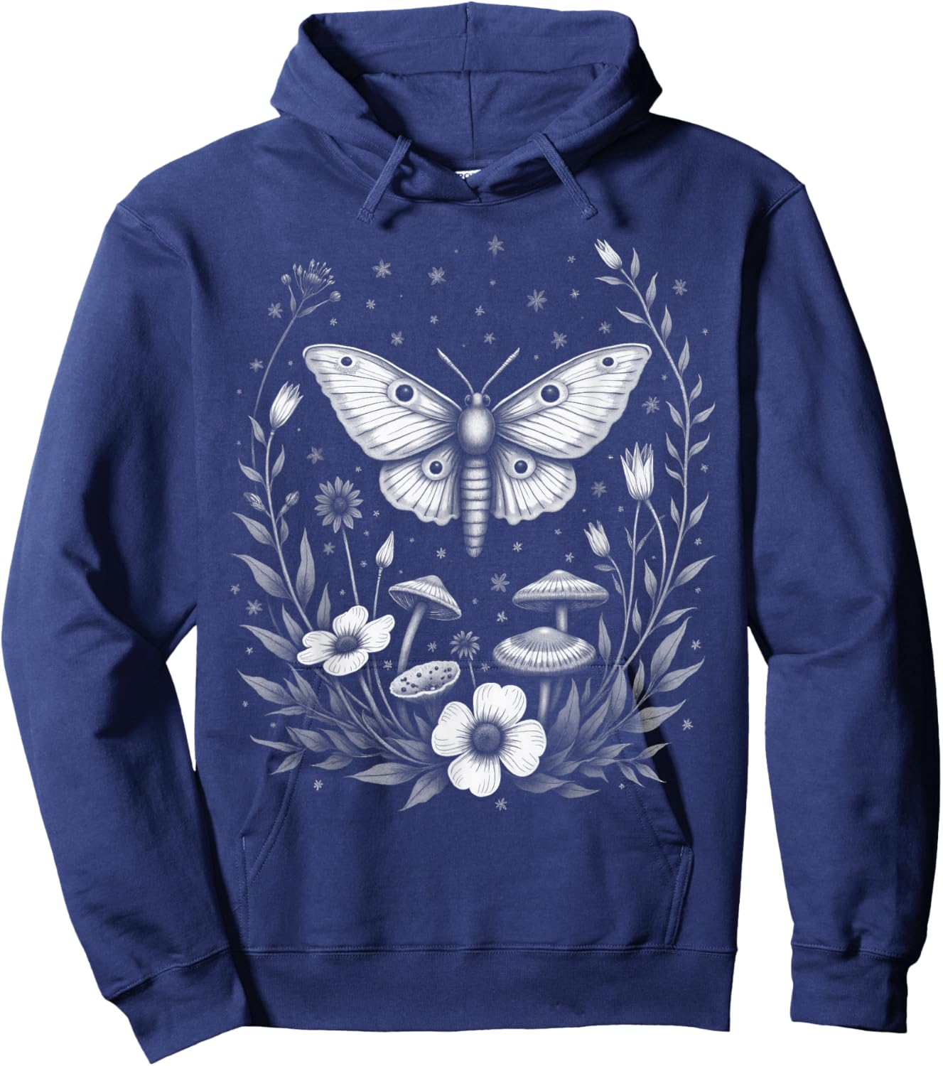 Fairycore Floral Moth Aesthetic Women Girls Hoodie - Hoodie | Navy