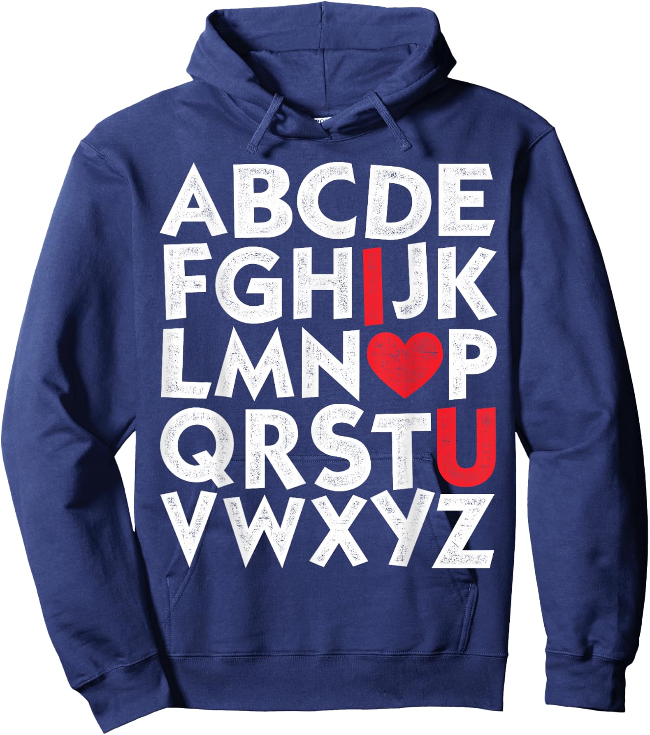 Vintage ABC I Love You Alphabet Valentines Day Girls Boys Hoodie - Hoodie | Navy