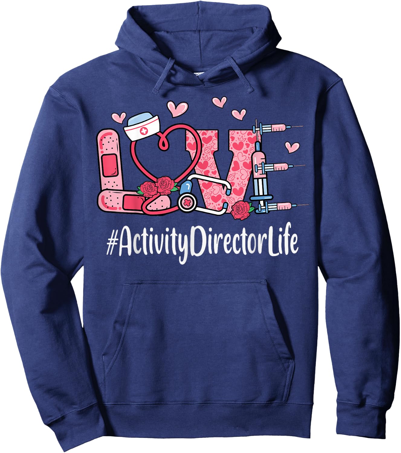 Activity Director Love Valentines Day Cute Women Heart Hoodie - Hoodie | Navy