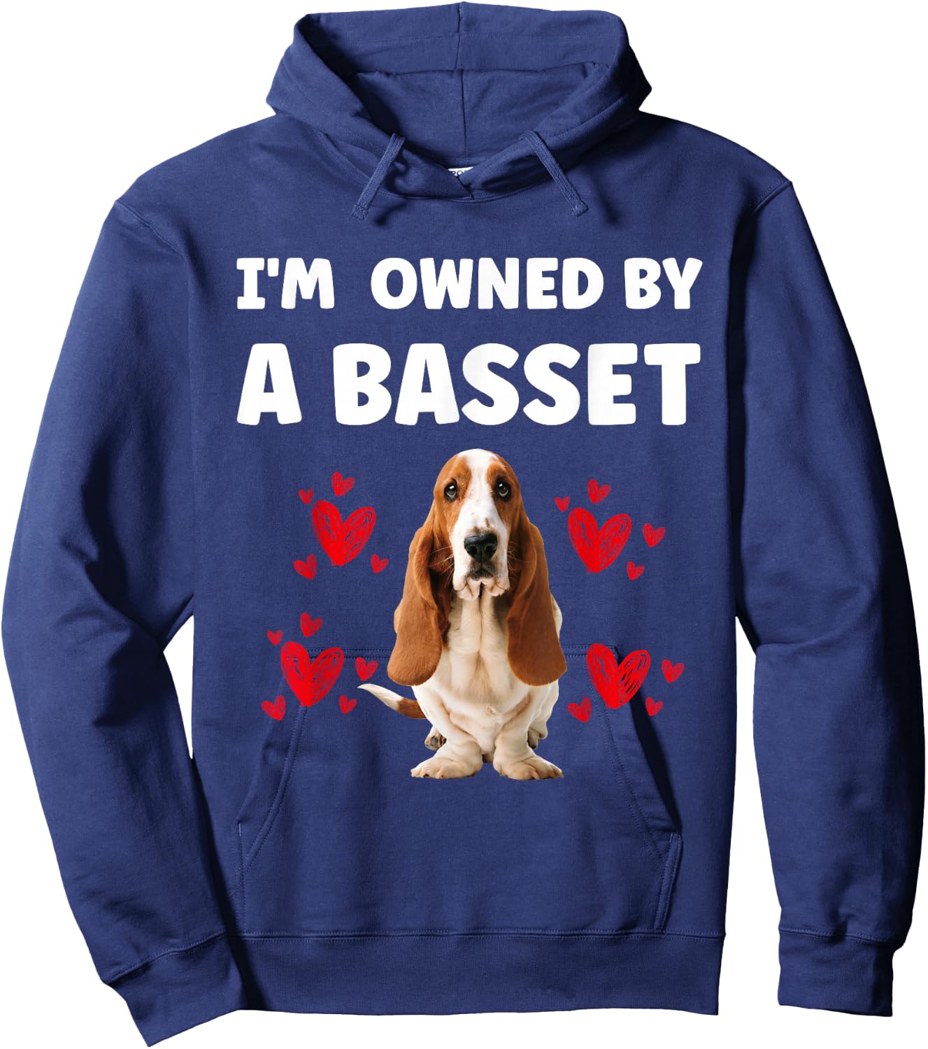 I Am Owned by a Basset Hound Dog Hoodie - Hoodie | Navy