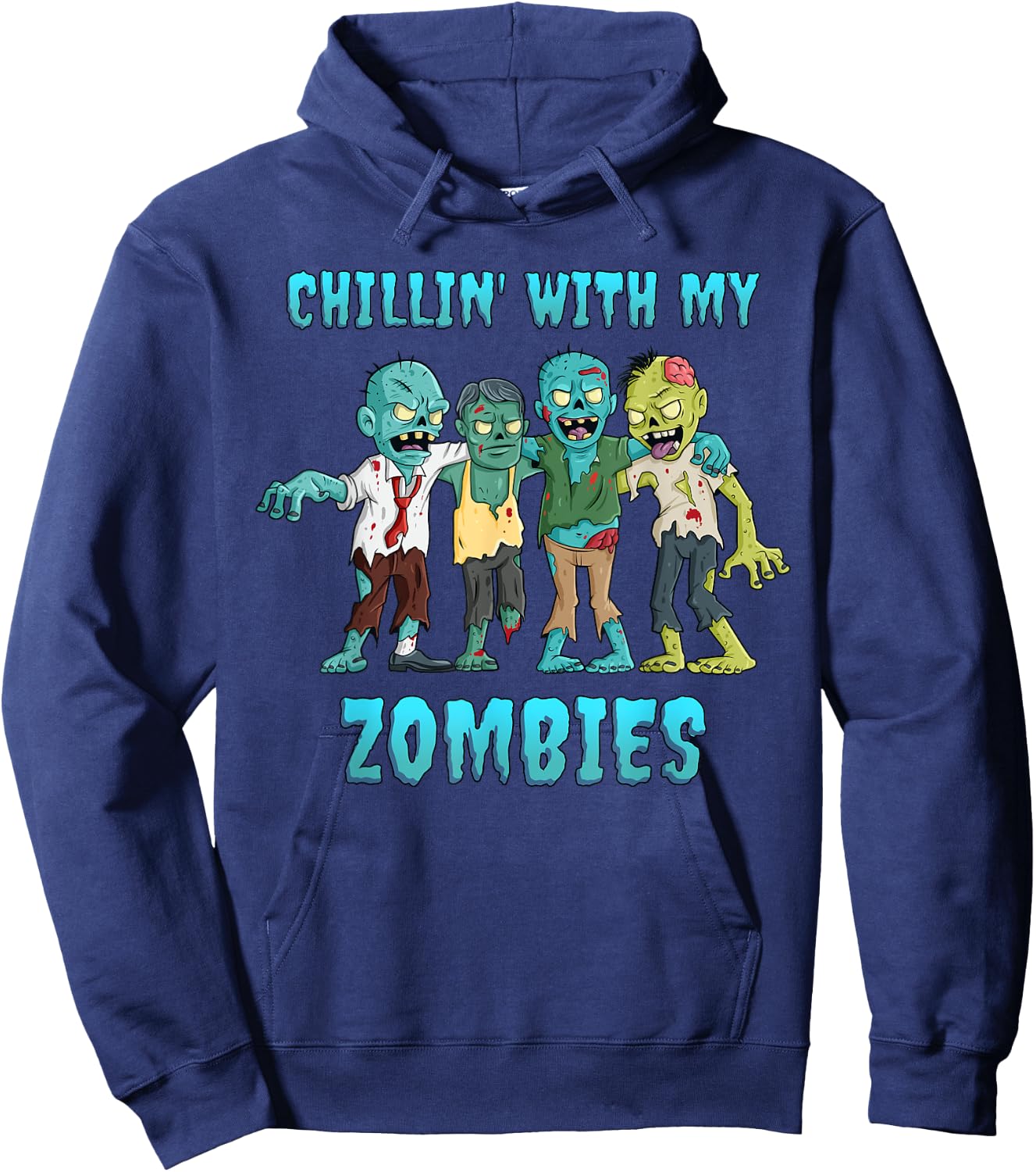 Halloween Chillin With My Zombies Boys Girls Kids Funny Hoodie - Hoodie | Navy