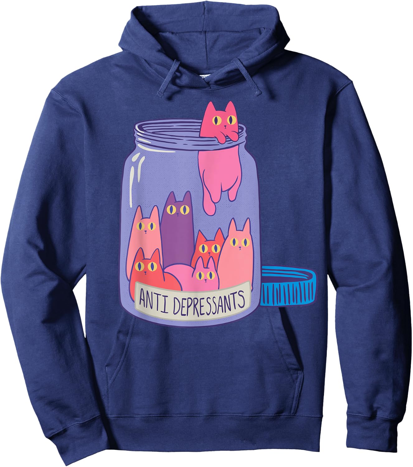 Antidepressant Cat Retro Antidepressants Cats Funny Gift Men Women Hoodie - Hoodie | Navy