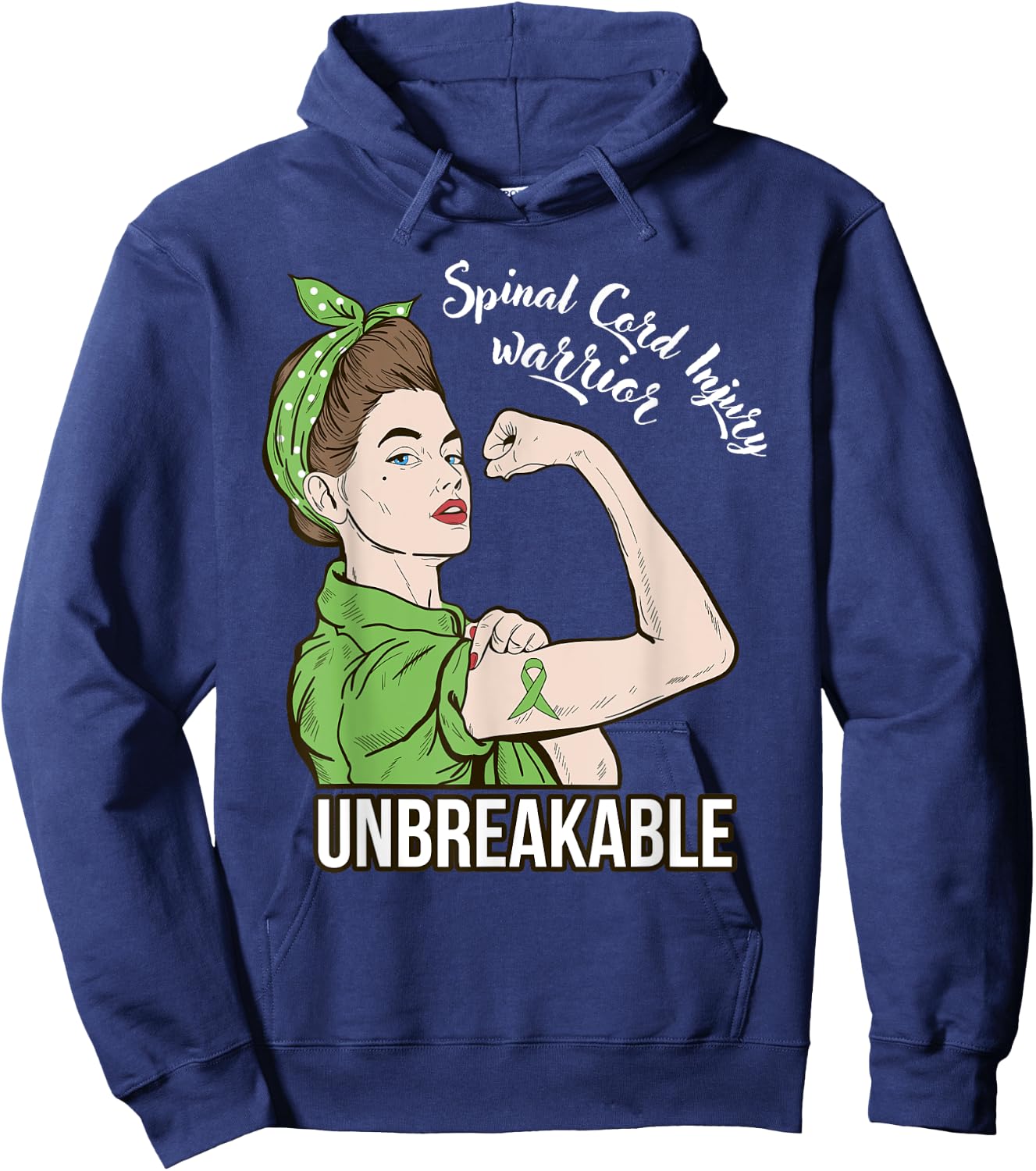 Spinal Cord Injury Awareness Warrior Unbreakable Her Support Hoodie - Hoodie | Navy