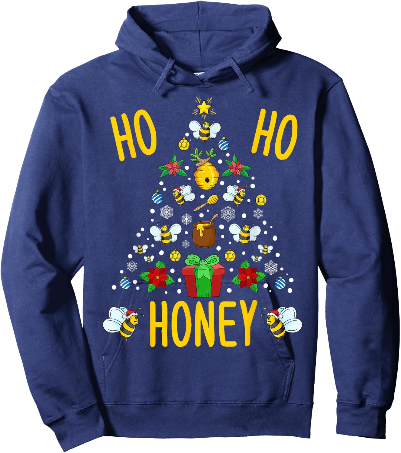 Ho Ho Honey Bees Beekeeping Christmas Beekeeper Gift Hoodie - Hoodie | Navy
