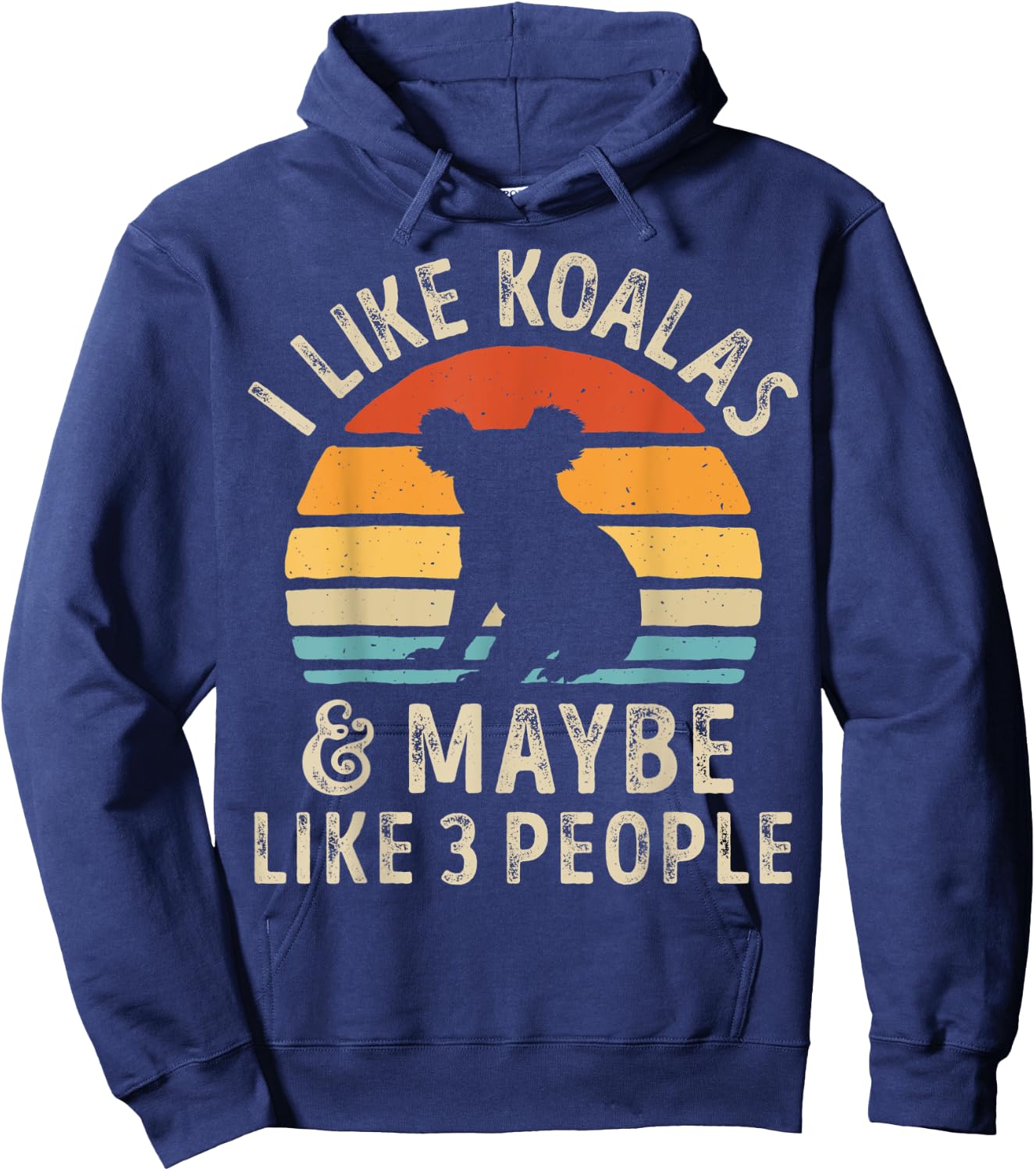 I Like Koalas and Maybe 3 People Koala Lover Retro Vintage Hoodie - Hoodie | Navy
