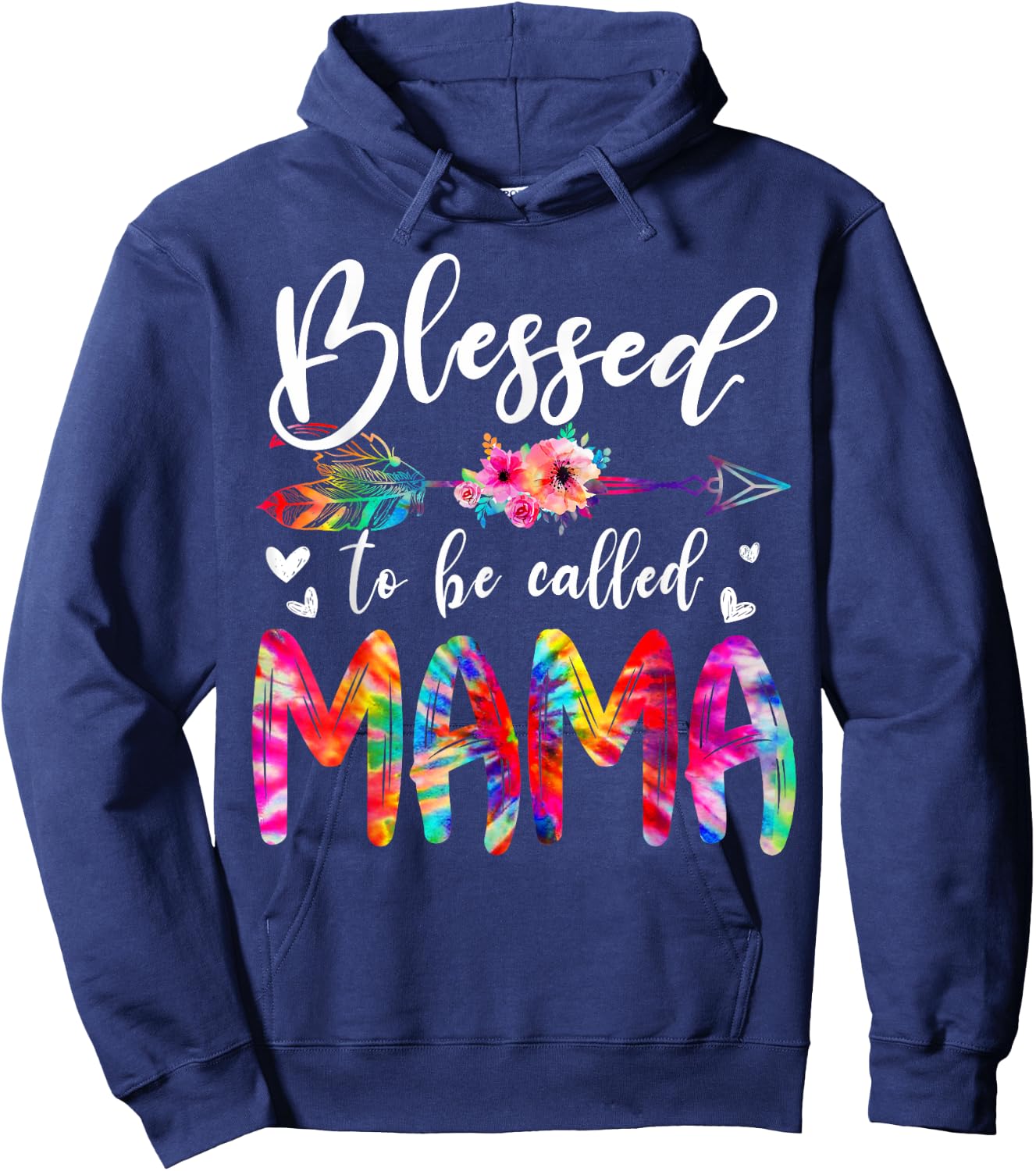 Blessed To Be Called Mom & Mama Floral Tie Dye Mother's Day Hoodie - Hoodie | Navy