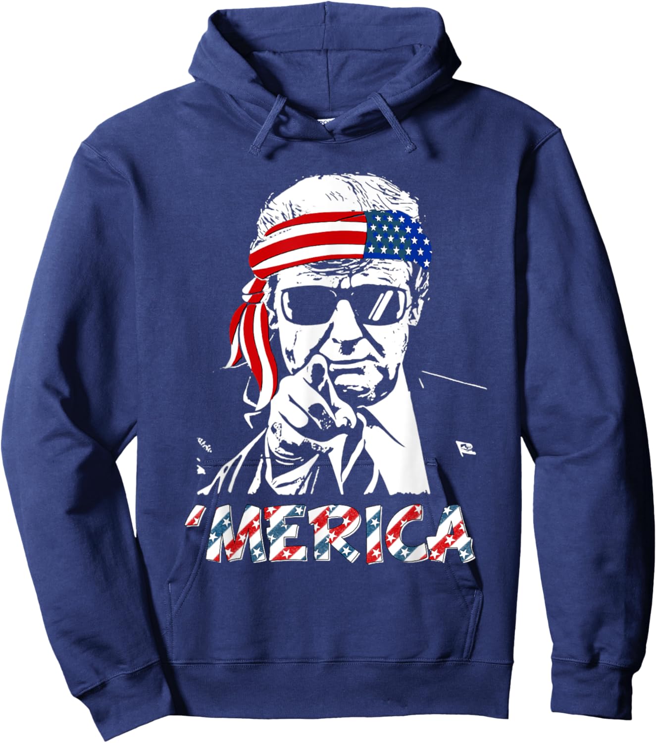 'MERICA TRUMP Happy 4th Of July Trump American Flag Men Hoodie - Hoodie | Navy