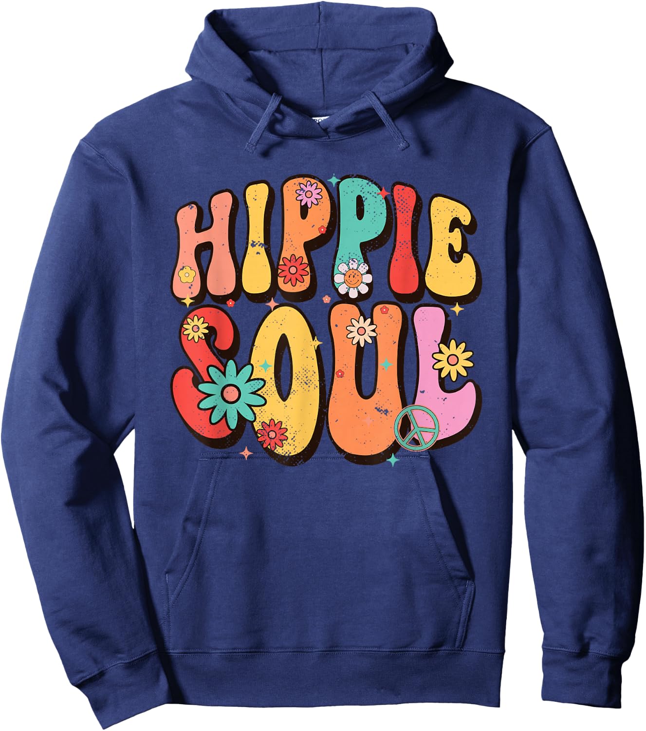 Hippie Soul Groovy Flowers Vintage Hippies Hippie Hoodie - Hoodie | Navy