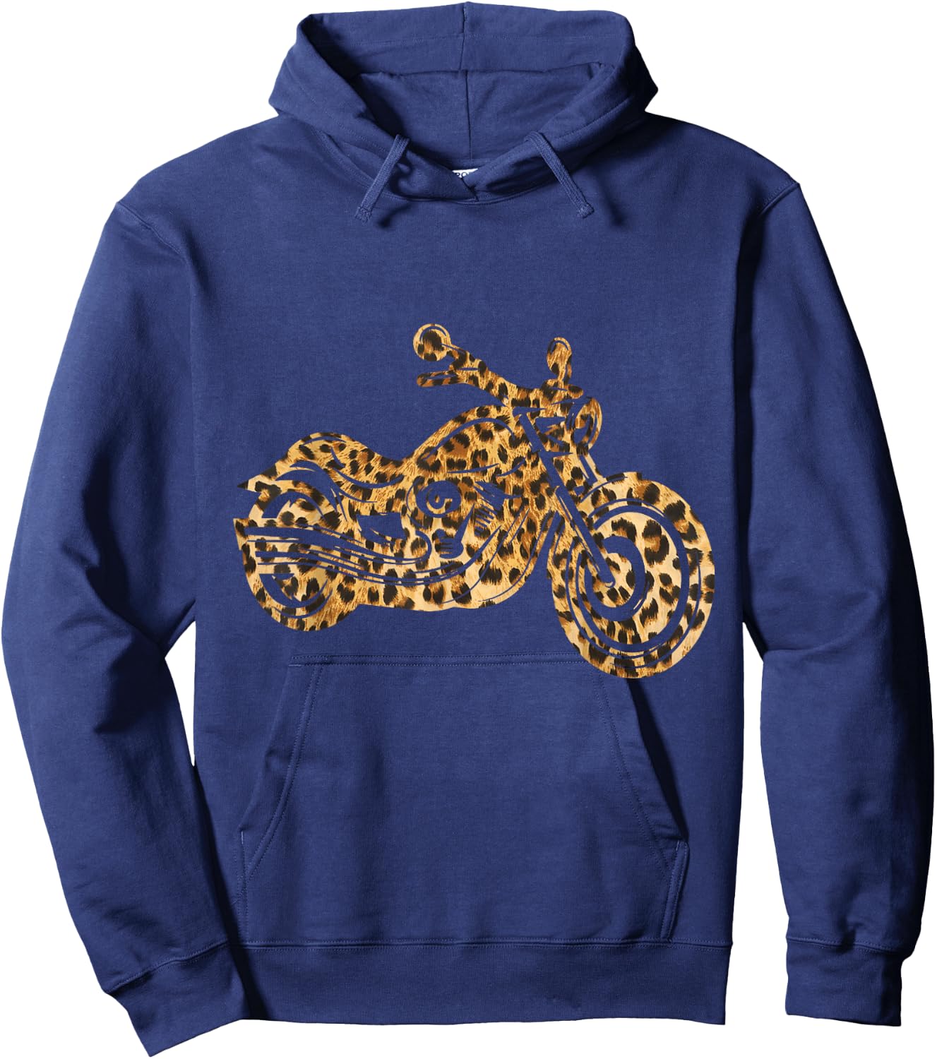 Leopard Print Motorcycle Biker Women Hoodie - Hoodie | Navy