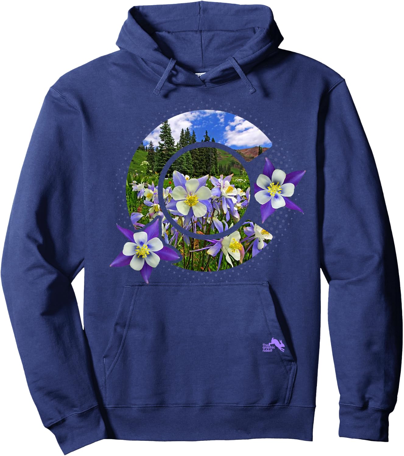 Colorado Columbine Flower - Rocky Mountain Wildflower Hoodie - Hoodie | Navy