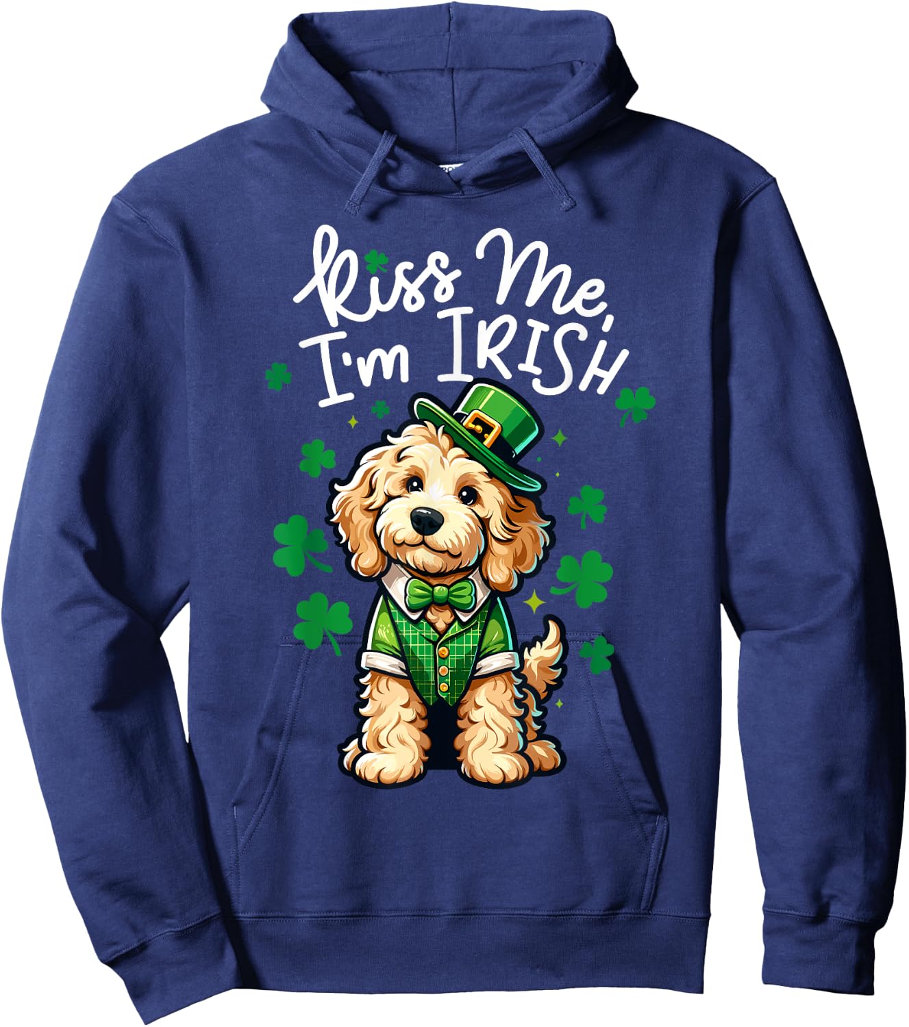 Kiss Me Im Irish Doodle Kids Men Women Funny St Patricks Day Hoodie - Hoodie | Navy