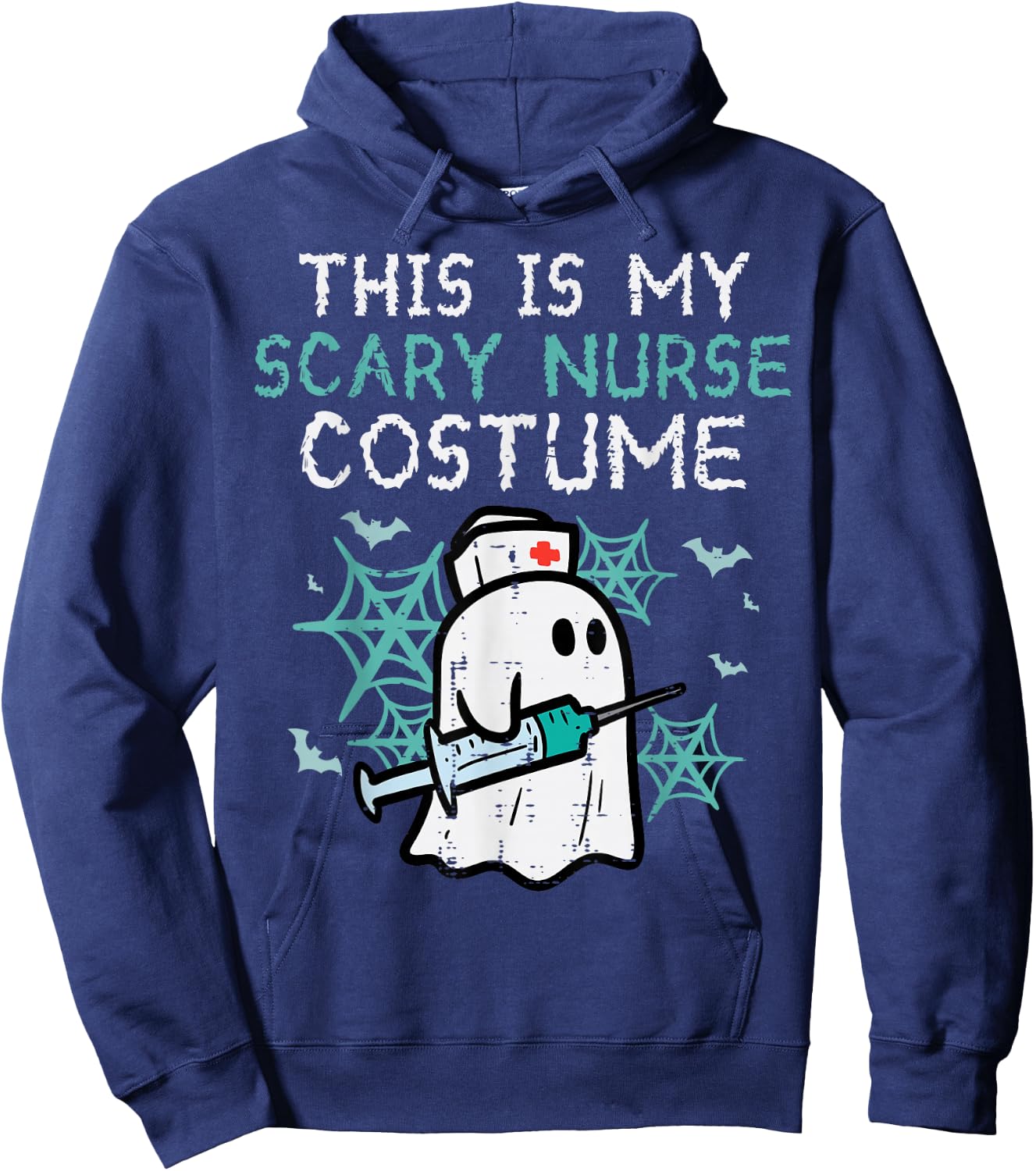Halloween My Scary Nurse Costume Funny Ghost Scrub Top Women Hoodie - Hoodie | Navy