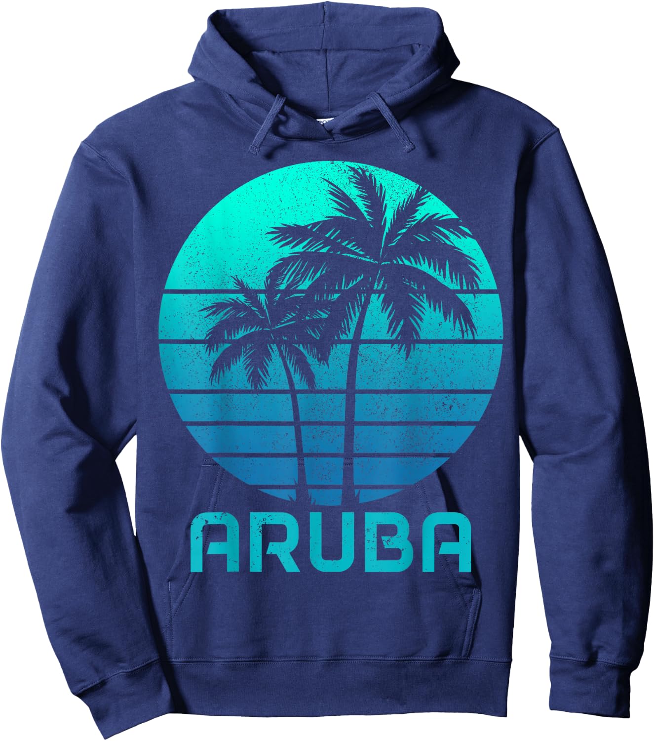 Aruba Vintage Souvenir Pride Palm Trees Surfer Beach Hoodie - Hoodie | Navy