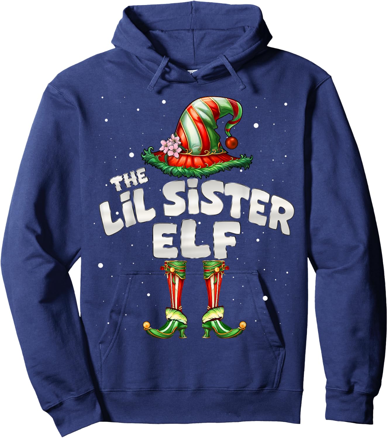 I'm The Lil Sister Elf Family Matching Group Christmas Hoodie - Hoodie | Navy