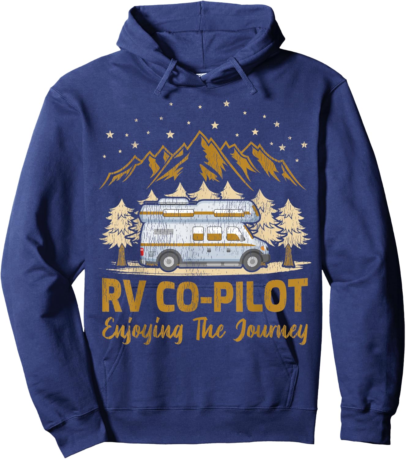 RV Co-Pilot Enjoying The Journey Travel Trailer RV Camping Hoodie - Hoodie | Navy